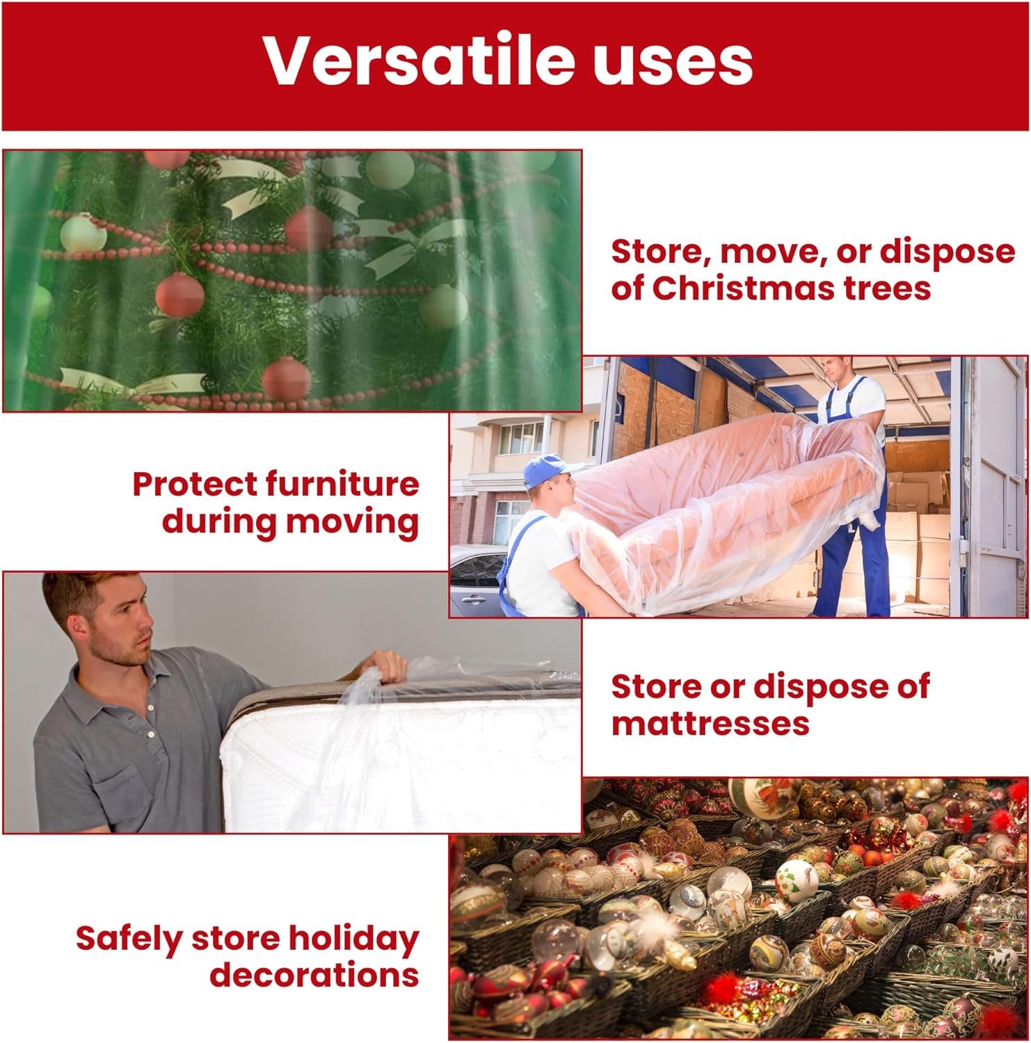 VicMore Polyethylene Christmas Tree Storage Bag - 9ft x 6ft Waterproof Bag for Hassle-Free Tree Removal - Tear-Resistant, Odorless, Dustproof Tree Bag - Multi Use Large Storage Bag for Moving - Green - Image 8