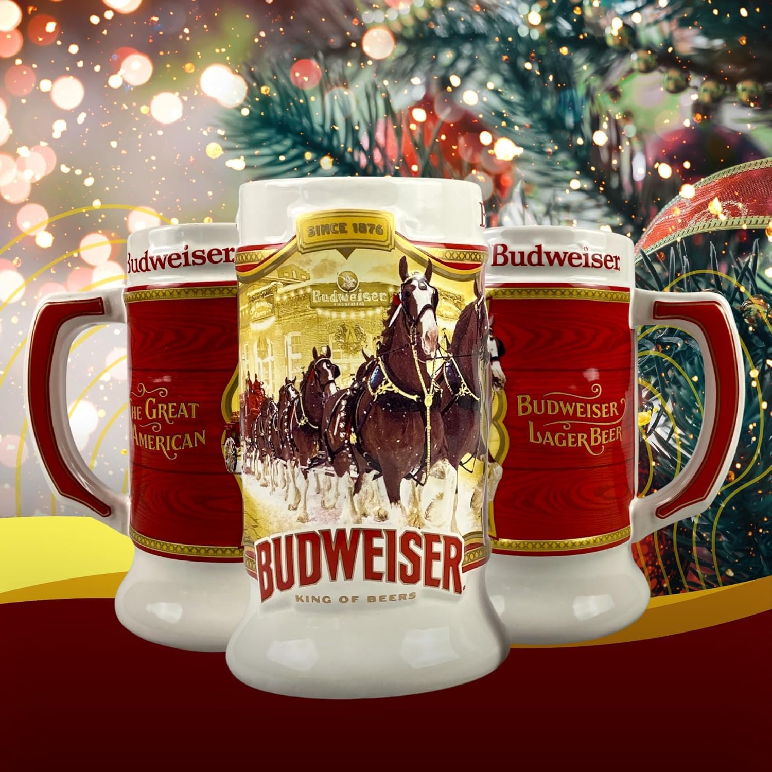 Budweiser 2024 91st Anniversary Limited Edition Collectors SERIES #45 Clydesdale Holiday Stein - Ceramic Beer Mug - Christmas Gift for Men, Father, Husband - Collectable Room Decor for Den, Man Cave - Image 3
