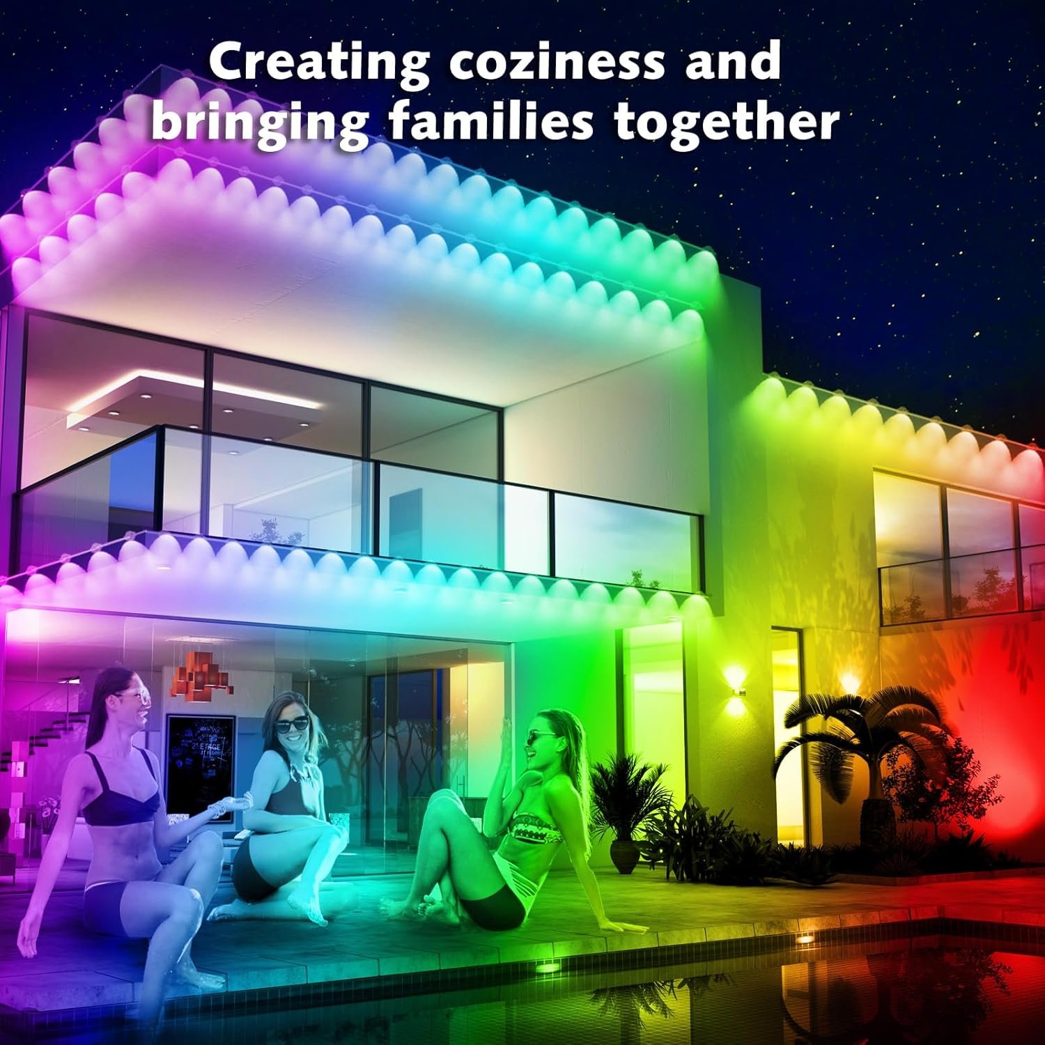 100FT Permanent Outdoor RGB Lights,IP67 Waterproof Smart LED Eaves Lights with App/Remote Control,for Christmas and All Holiday Decor,Daily and Accent Lighting,House Roof and Garden Lighting - Image 8