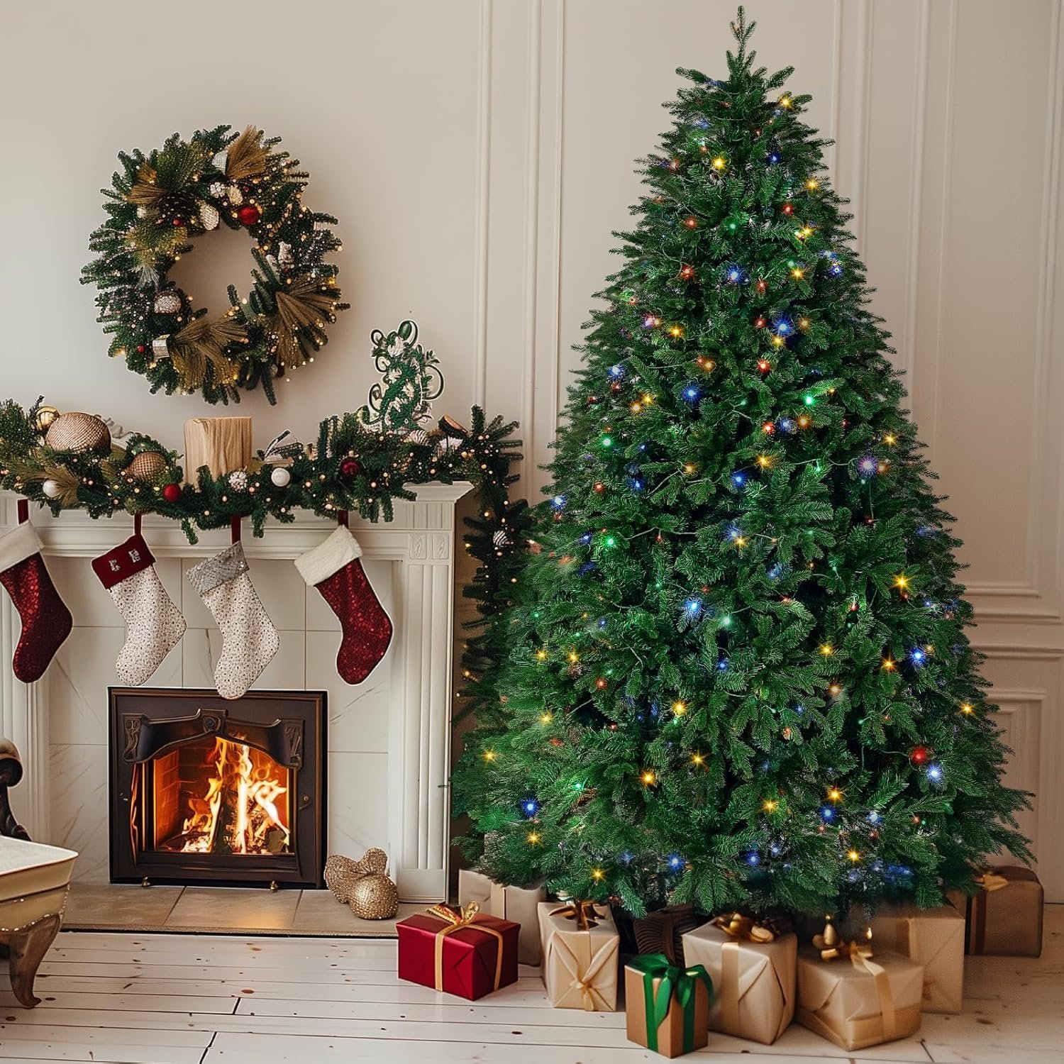 Redlife 7.5ft Pre-Lit Spruce Artificial Holiday Christmas Tree for Home, Office, Party Decoration, Equipped with LED Lights, Easy Assembly, Fireproof PE+ PVC, Christmas, Living Room - Image 5