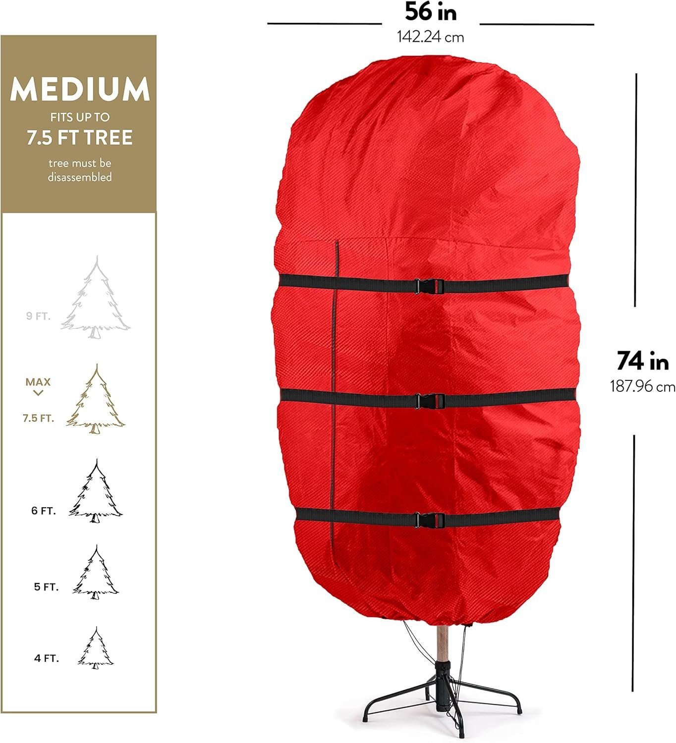 Zober Upright Tree Storage Bag for Christmas Trees of 7.5ft. Tall, Tree Bag Is Made Of Tear Proof 600D Oxford; Comes With Drawstring Hem, Zipper, And Carry Handles, Waterproof Material - Image 7