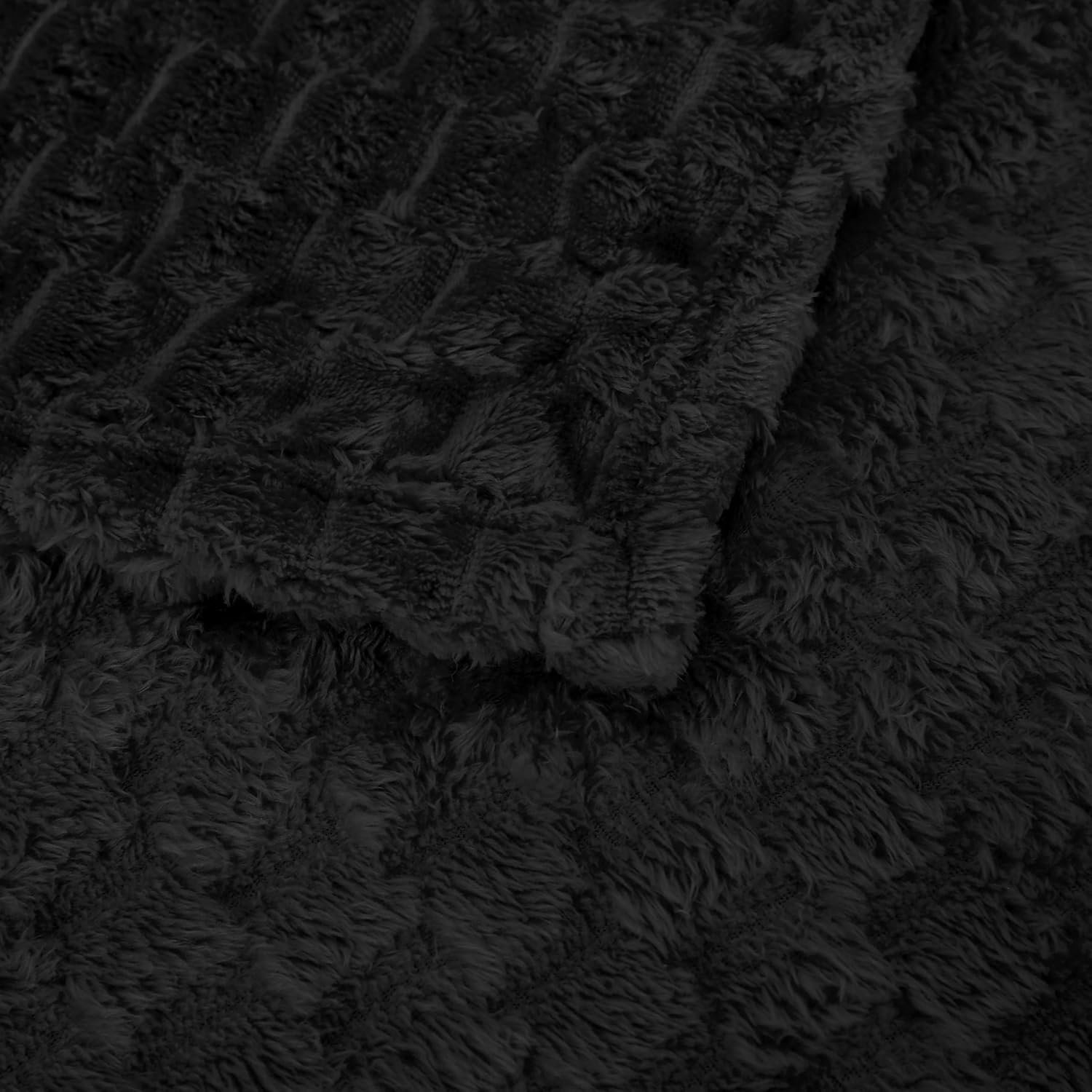 Black Throw Blanket 50"×70" inches Gifts for Mom Fuzzy 3D Jacquard Decorative Flannel Fleece Super Soft Plush Cozy Blanket for Couch Sofa Chair Lightweight - Image 6