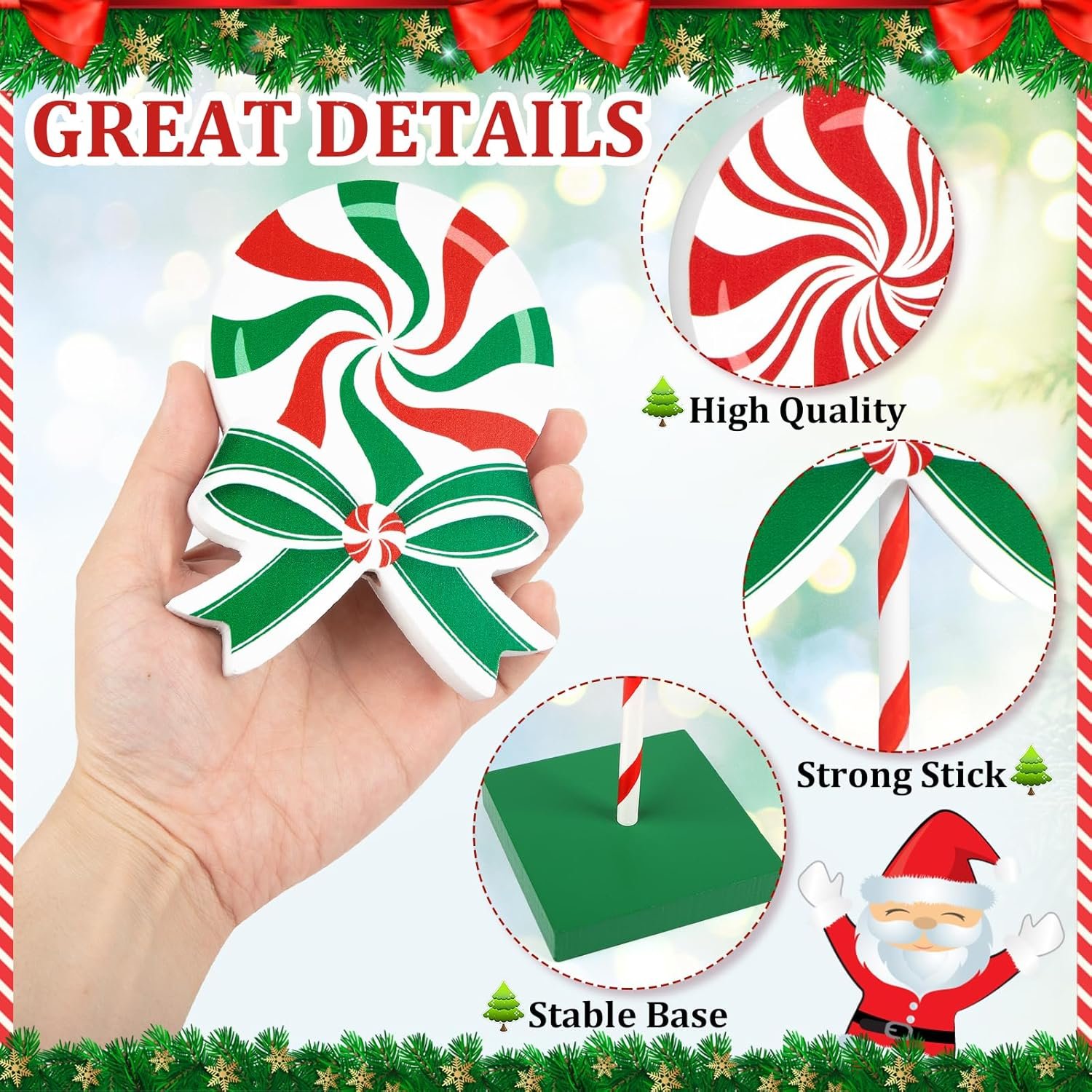 3 Pieces Christmas Table Decorations Wood Candy Set, Red Christmas Tiered Tray Decor,Rustic Christmas Candy Table Decorations for Home Tables(Classic) - Image 5
