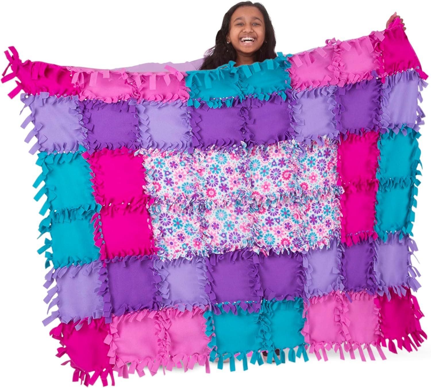 Melissa & Doug Created by Me! Flower Fleece Quilt No-Sew Craft Kit (48 squares, 4 feet x 5 feet) - Image 5