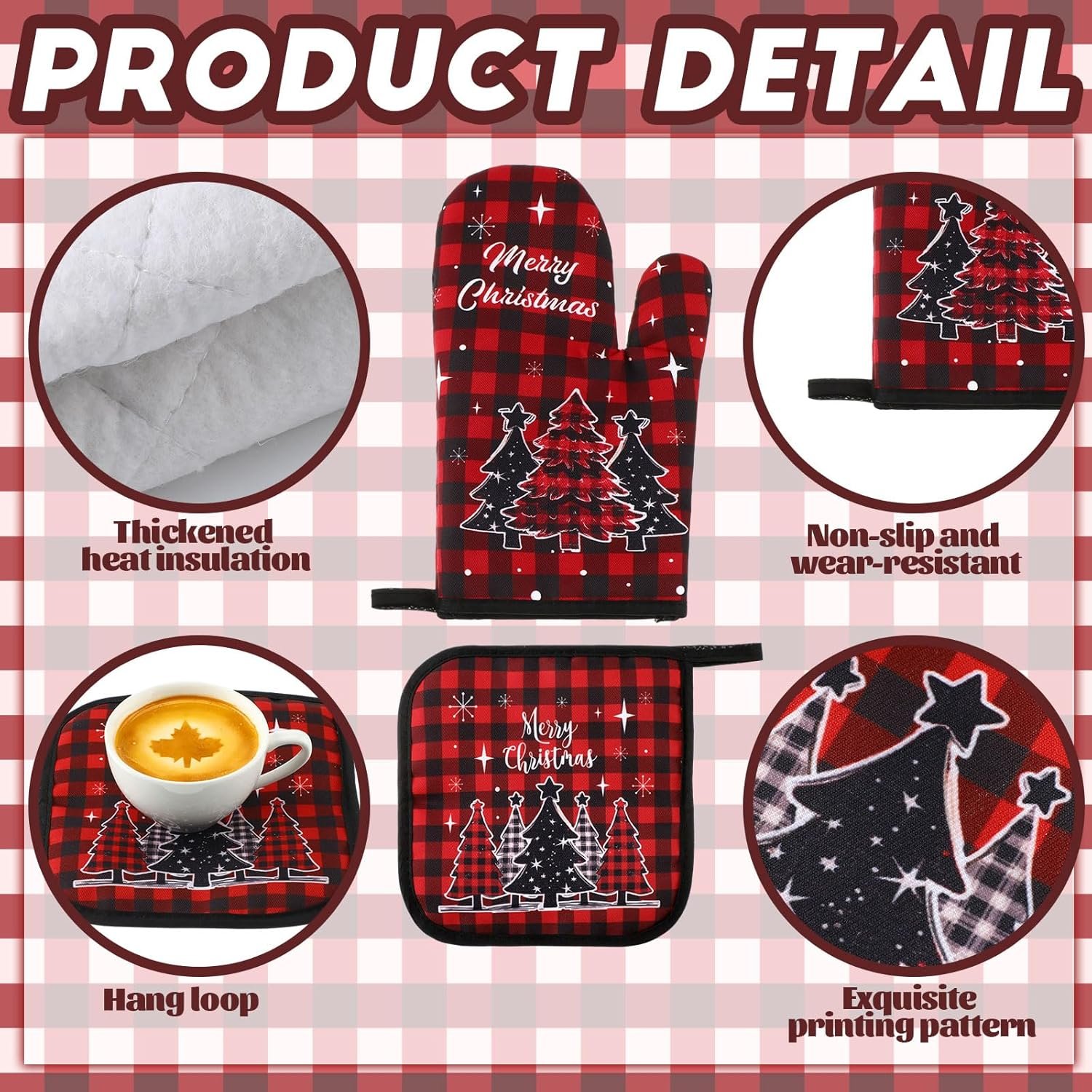 10 Pcs Christmas Winter Oven Mitts Pot Holders Kitchen Rug and Towel Set Wonderland Absorbent Kitchen Towels for Baking Cooking BBQ Gifts Kitchen Decor - Image 5