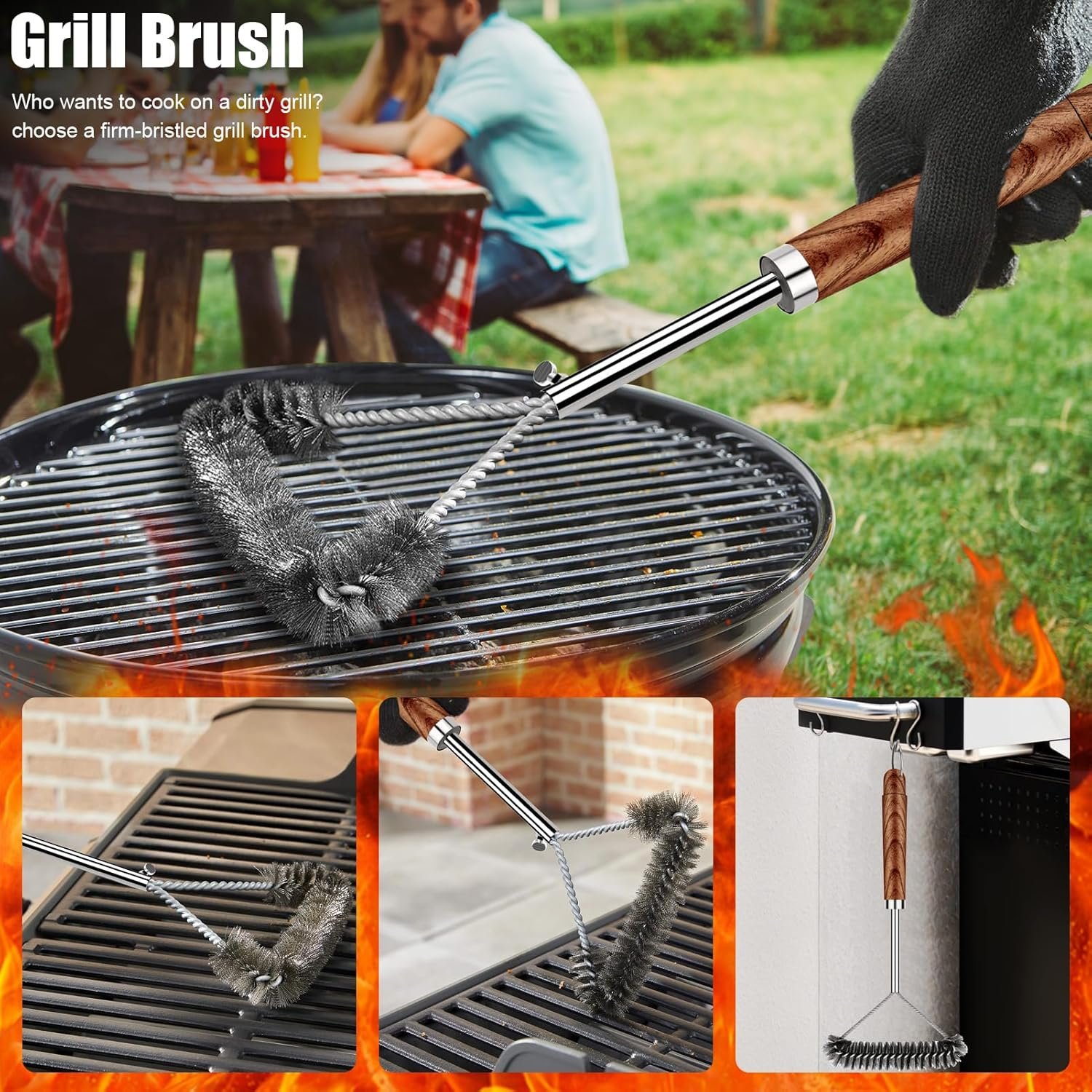 31pcs Stainless Steel BBQ Grill Accessories Set for Men Dad, Heavy Duty Grilling Tools for Outdoor Camping, BBQ Utensils Kit with Mats, Grill Brush in Carrying Bag Brown - Image 4