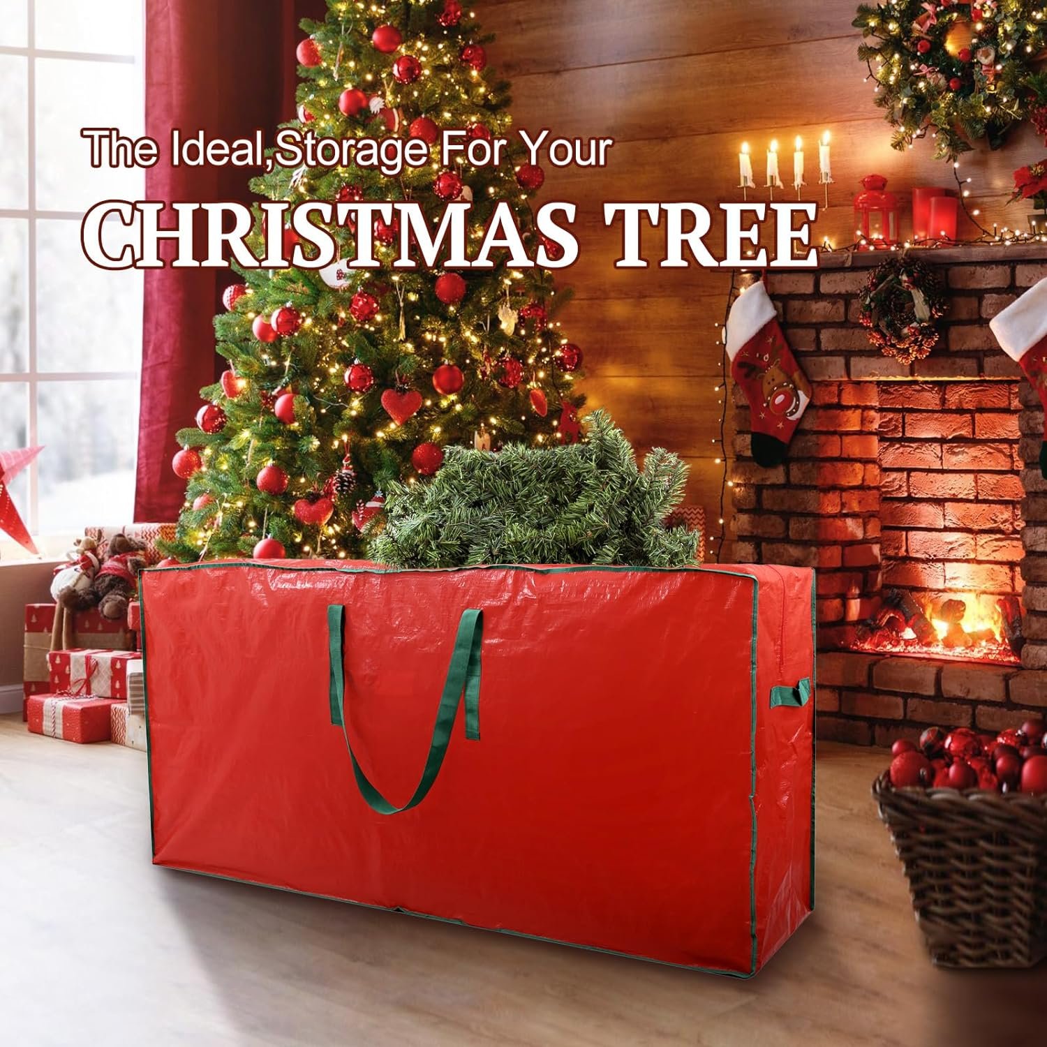 TREE STORAGE BAG 2-pack Christmas Tree Storage Bag Fits Up to 7.5 Ft Tall Disassembled Tree 45 X 15 X 20 INCH Holiday Tree Storages Waterproof Material Protects Dust Container Handles and Sleek Zipper - Image 3