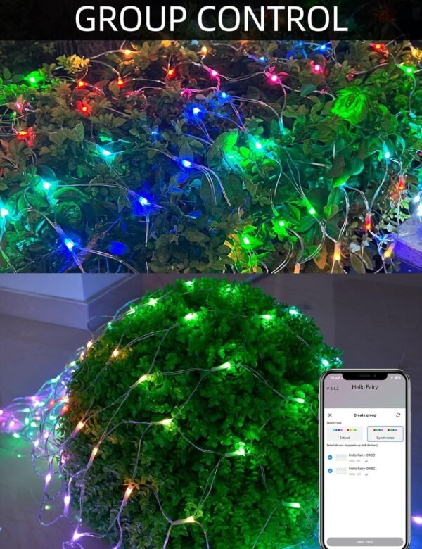 Smart Net Lights for Bushes 150LED 6ft x 4ft, Programmable Lightshow RGB Mesh Lights, Connectable Waterproof with Timer Bluetooth Christmas Net Lights for Bushes Outdoor Yard Shrub Decoration - Image 7