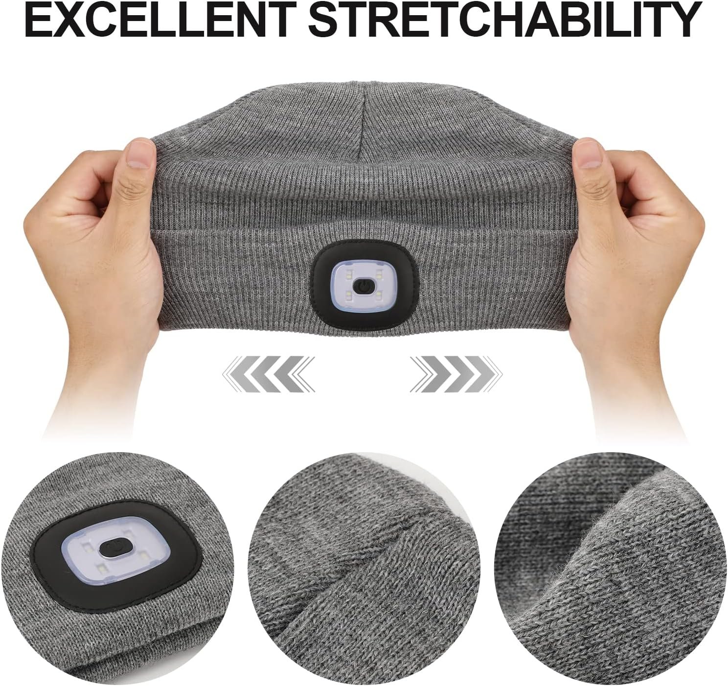 Unisex Beanie with The Light, USB Rechargeable LED Caps, Flashlight Hat Headlamp Beanie Gifts for Dad Father Husband - Image 4