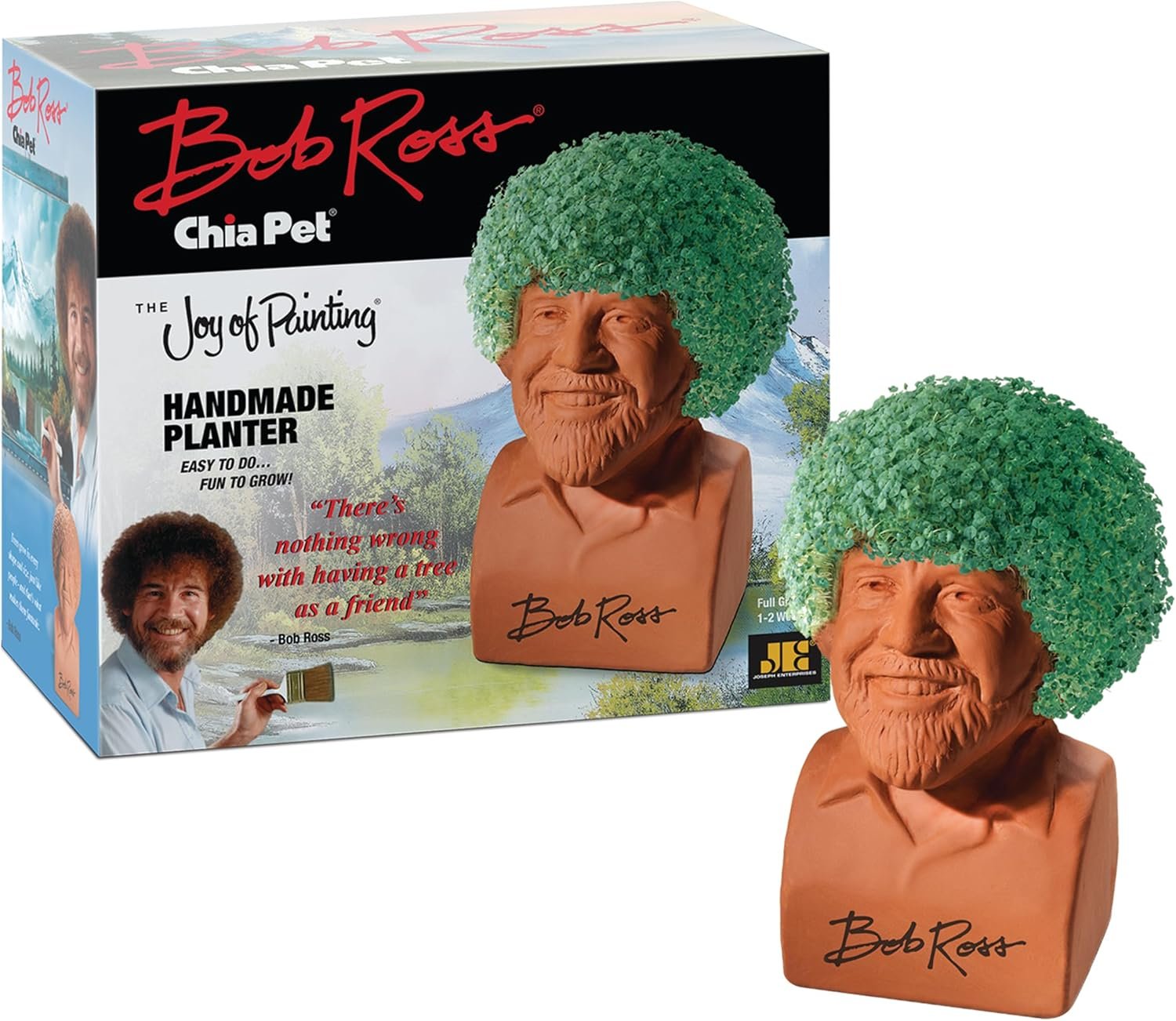 Chia Pet Bob Ross with Seed Pack, Decorative Pottery Planter, Easy to Do and Fun to Grow, Novelty Gift, Perfect for Any Occasion - Image 2
