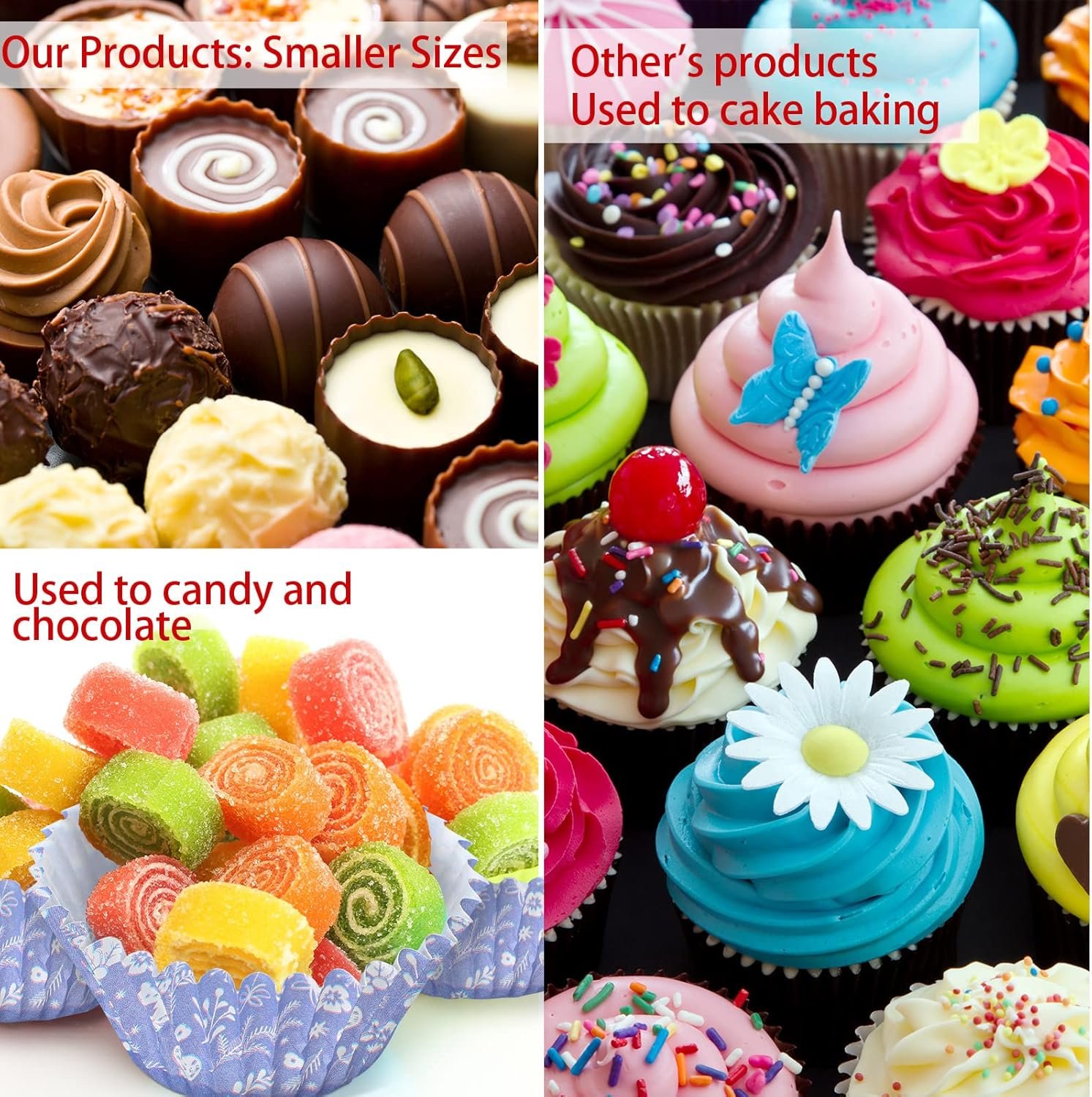 Gerrii 600 Pcs Christmas Candy Cups Paper Candy Making Supplies Santa Claus Snowman Baking Supplies Snowflake Elk Mini Cupcake Liner Xmas Mini Baking Cups Holiday Candy Paper Wrappers 6 Style(Cute) - Image 8