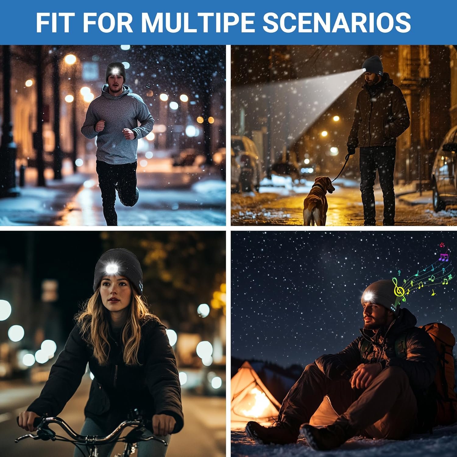 Rotibox Bluetooth Beanie Hat with Light, Gifts for Men, Dad, Husband, Birthday, Christmas, Mens Stocking Stuffers for Men, Women, Teens Tech Gifts - Image 6