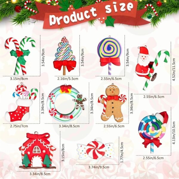 10pcs Candy Christmas Ornaments for Tree Decorations Peppermint Candy Cane Lollipop Ornaments Polymer Clay Christmas Ornaments for Christmas Party Home Decor - Image 5