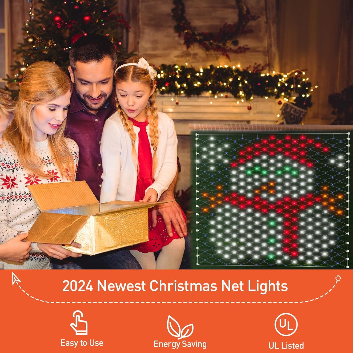 Leisure world Christmas Decorations Outdoor Net Lights, 4.3 x 3.9 ft Snowman Lights, 320 LED Net Lights Outdoor Mesh Lights, 8 Modes Christmas Net Lights for Yard, Patio, Party Decorations - Image 3