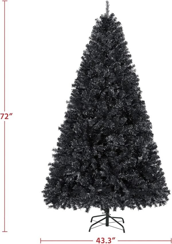 Yaheetech 6ft Black Artificial Christmas Pine Tree Seasonal Holiday Carnival Home Party Decoration for Home, Office, Party Decoration Indoor Outdoor with 818 Branch Tips and Foldable Stand - Image 4