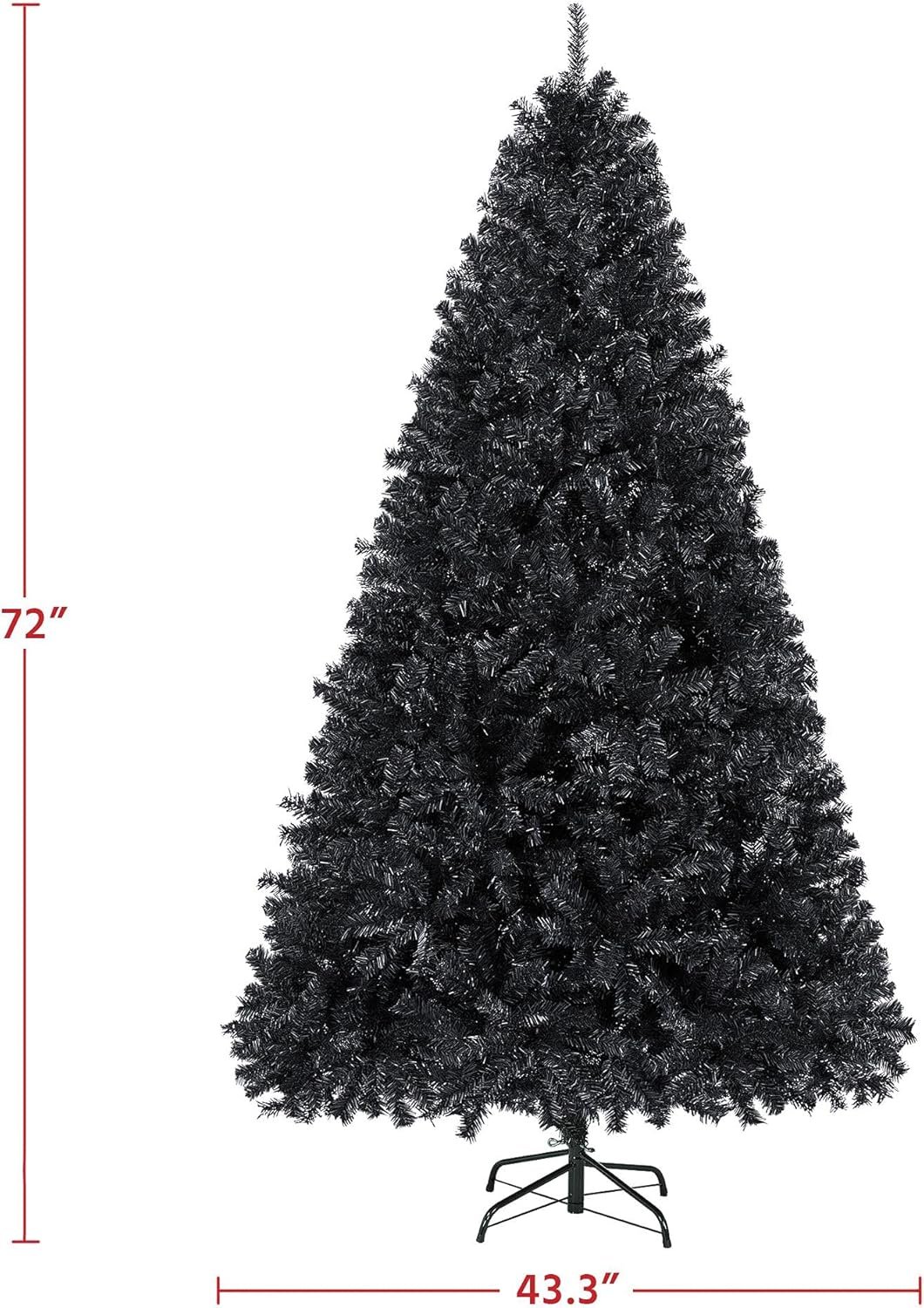 Yaheetech 6ft Black Artificial Christmas Pine Tree Seasonal Holiday Carnival Home Party Decoration for Home, Office, Party Decoration Indoor Outdoor with 818 Branch Tips and Foldable Stand - Image 4