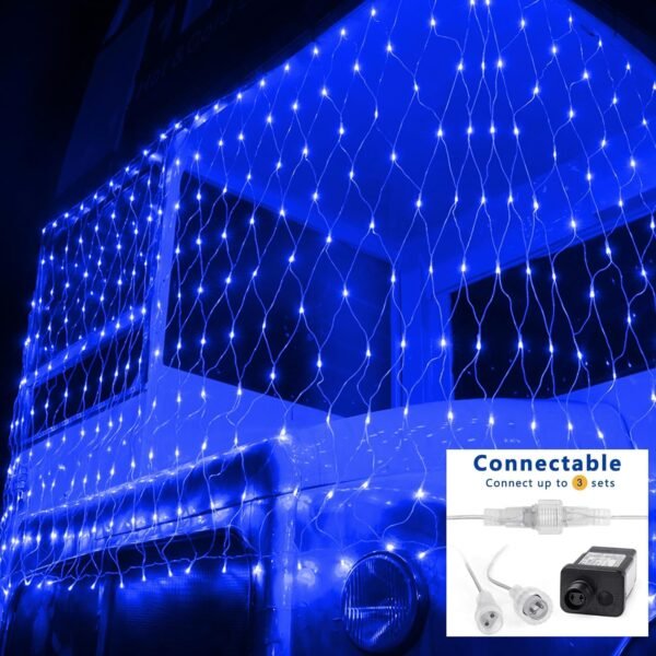 Joomer 12ft x 5ft 360 LED Christmas Net Lights, 8 Modes Bush Mesh Lights Connectable, Timer, Waterproof for Christmas Trees, Bushes, Garden, Outdoor Decorations (Clear Wire, Blue) - Image 5