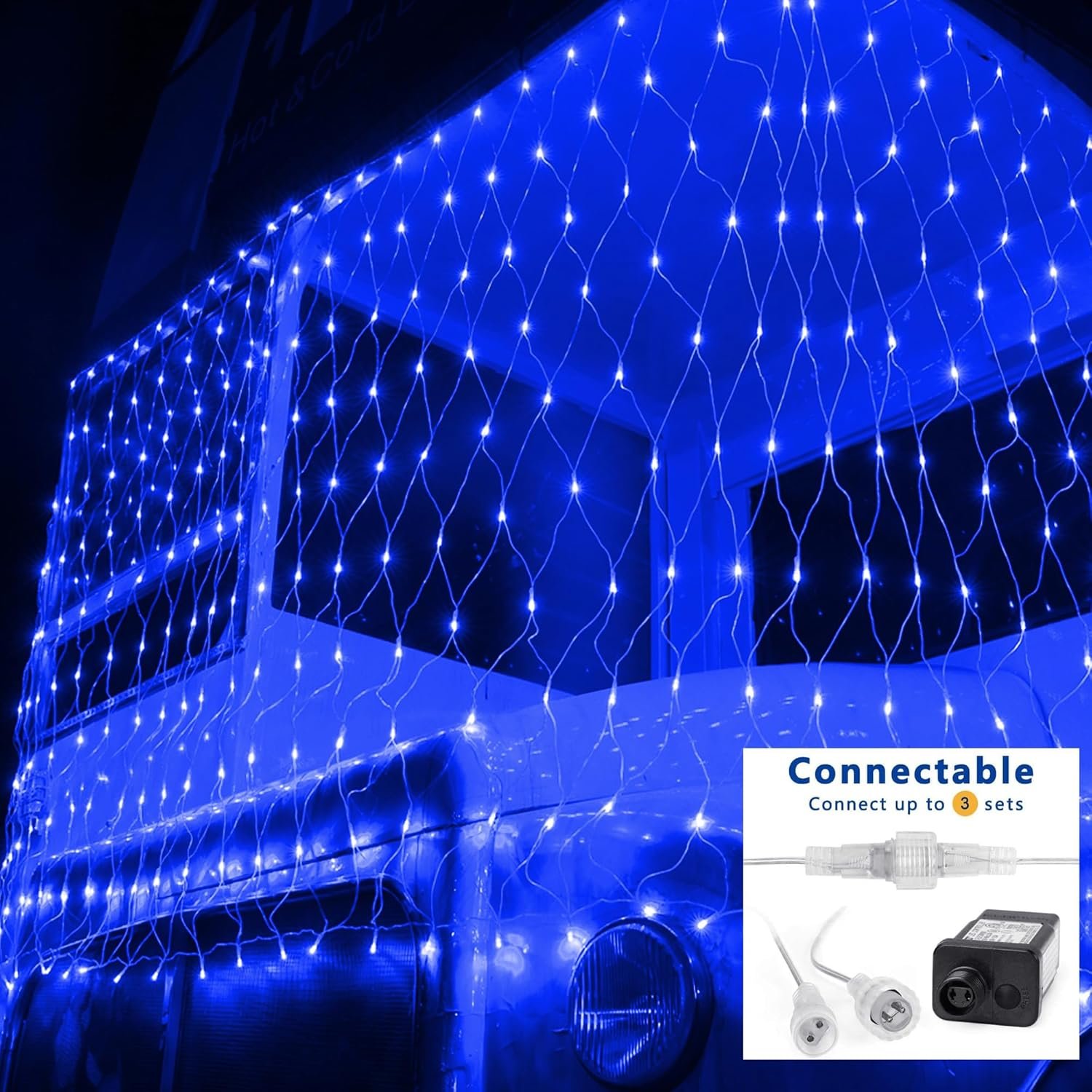 Joomer 12ft x 5ft 360 LED Christmas Net Lights, 8 Modes Bush Mesh Lights Connectable, Timer, Waterproof for Christmas Trees, Bushes, Garden, Outdoor Decorations (Clear Wire, Blue) - Image 5