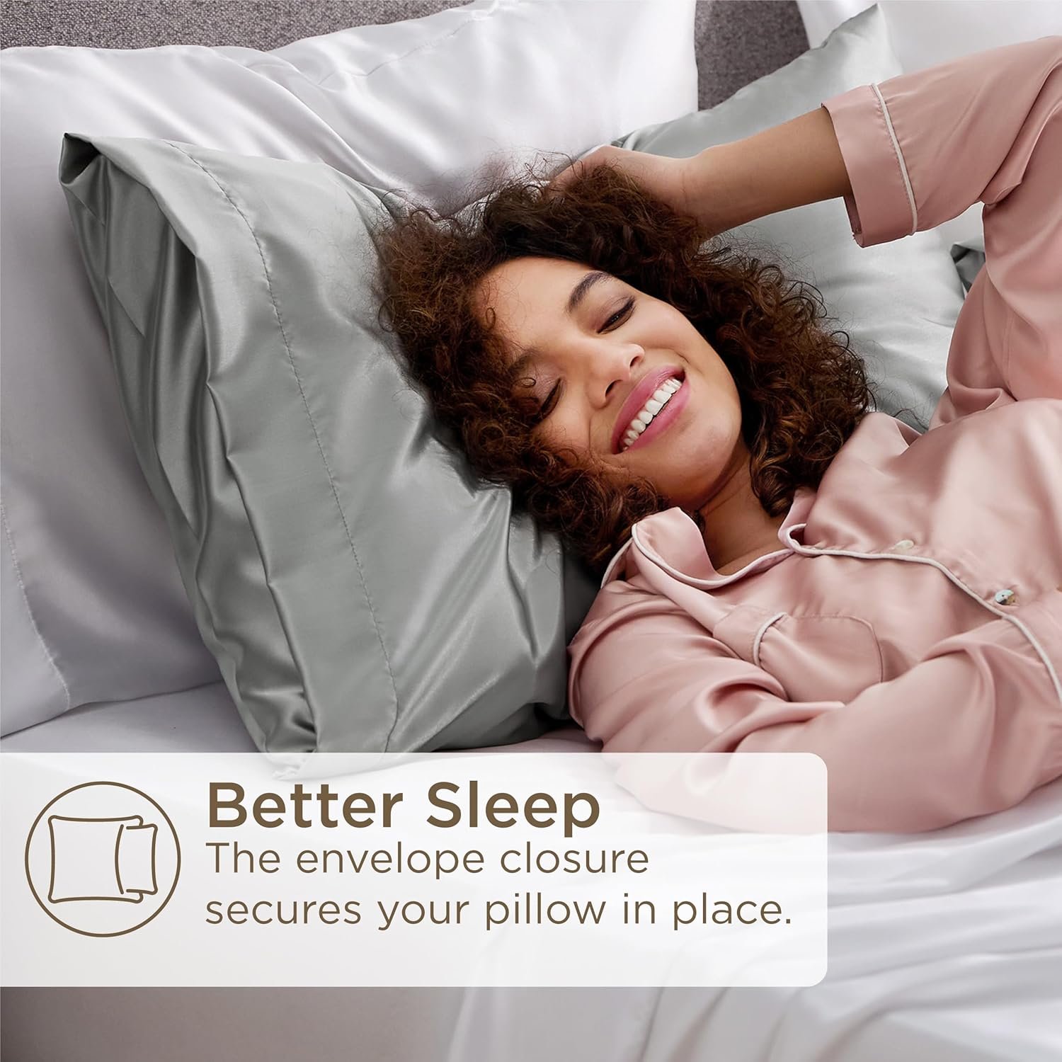 Bedsure Satin Pillowcase for Hair and Skin Queen - Silver Grey Silky Pillowcase 20x30 Inches - Set of 2 with Envelope Closure, Similar to Silk Pillow Cases, Gifts for Women Men - Image 6