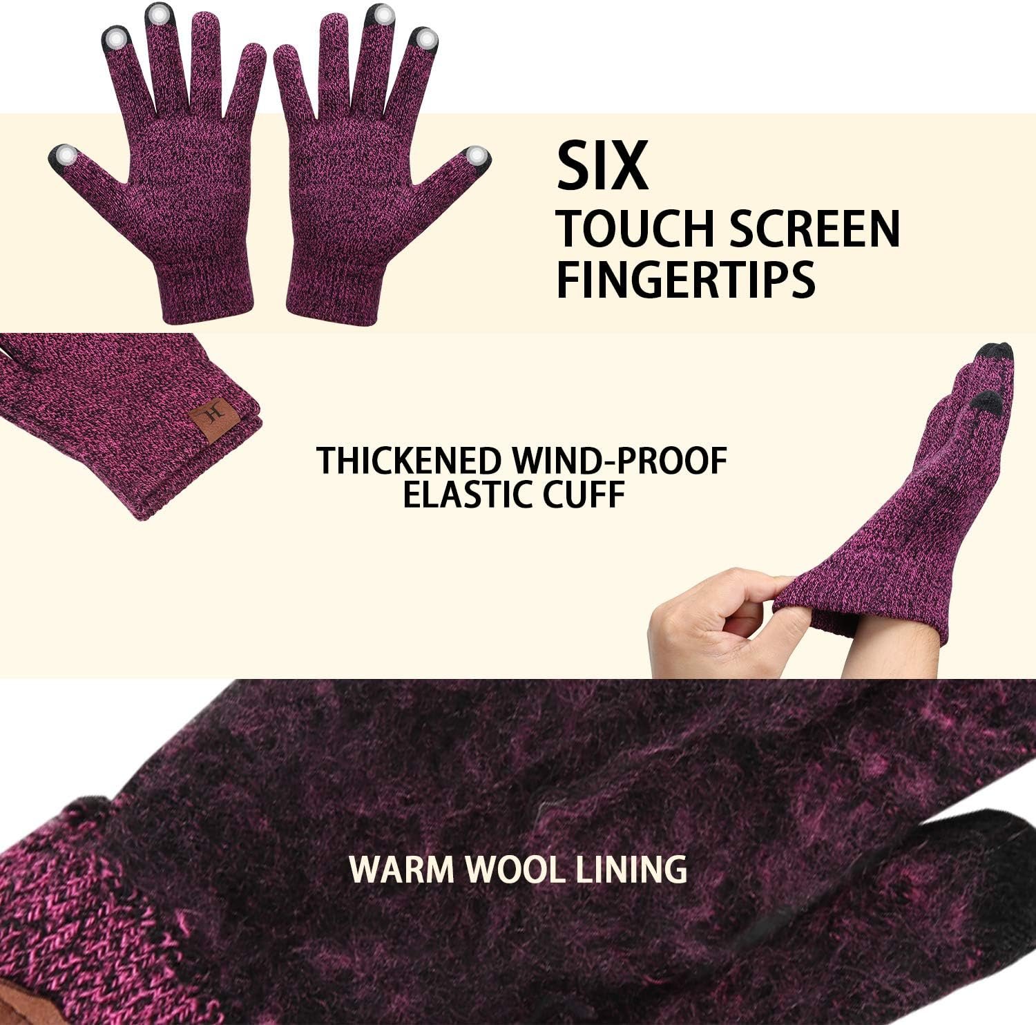 Winter Beanie Hat Scarf Touchscreen Gloves Set for Men and Women, Beanie Gloves Neck Warmer Set with Warm Knit Fleece Lined - Image 6