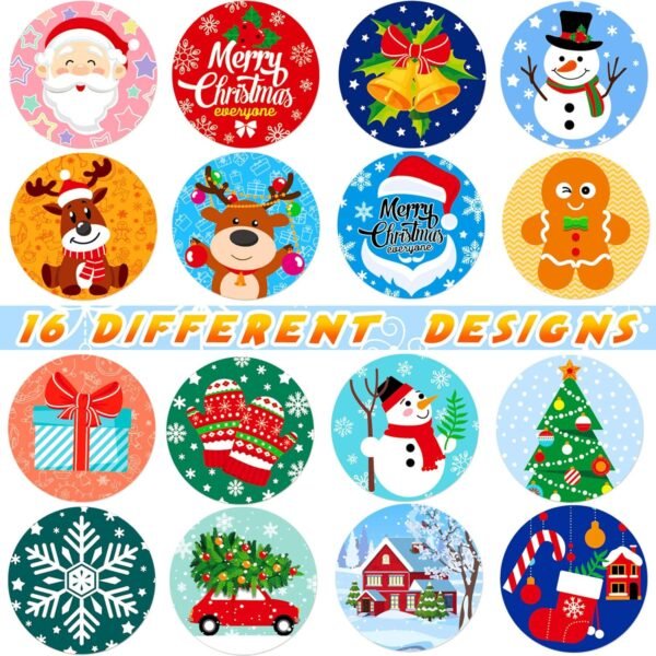1000 Pieces Christmas Roll Stickers 1 Inch Winter Holiday Envelope Stickers Round Xmas Label Tag Seal Sticker for Christmas Party Supplies, Book, Cards, Water Bottles Decor - Image 3
