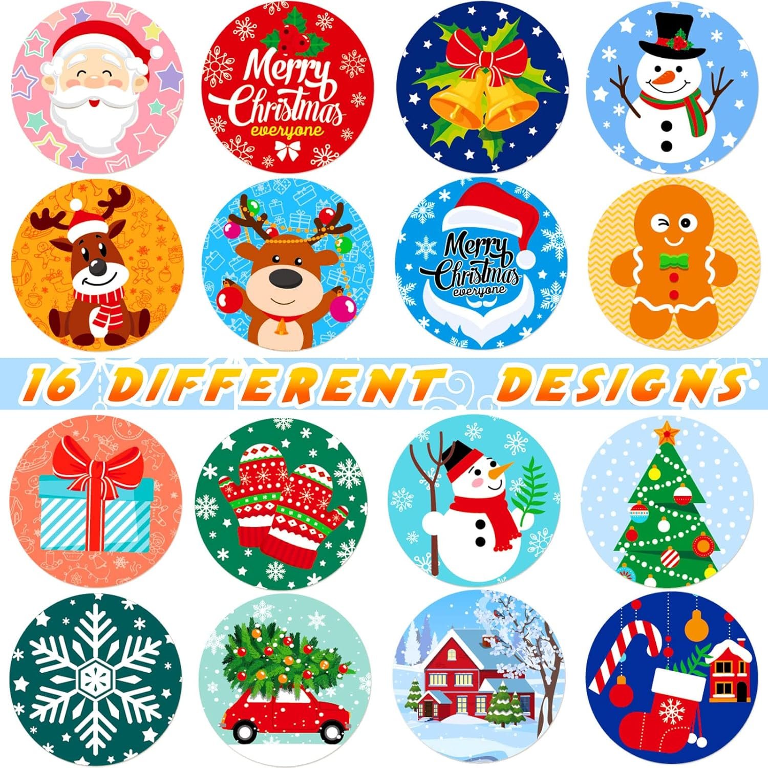 1000 Pieces Christmas Roll Stickers 1 Inch Winter Holiday Envelope Stickers Round Xmas Label Tag Seal Sticker for Christmas Party Supplies, Book, Cards, Water Bottles Decor - Image 3