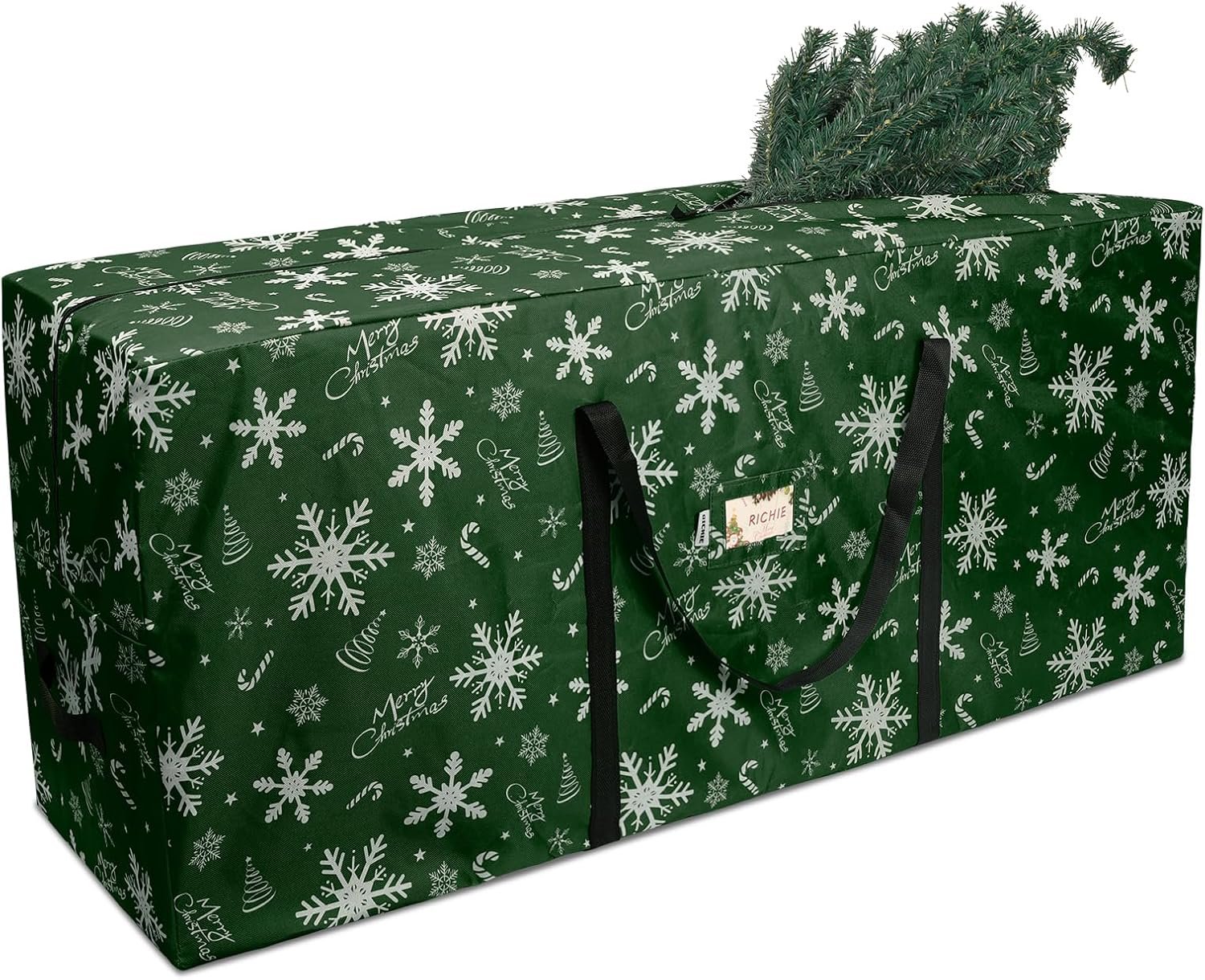 RICHIE Christmas Tree Storage Bag 9 ft, 600D Oxford Tear-proof Xmas Tree Bag, Fits Up to 9 Foot Artificial Trees, Reinforced Handles & Zippered & Durable, Holiday Decoration Storage Bags, Green - Image 2