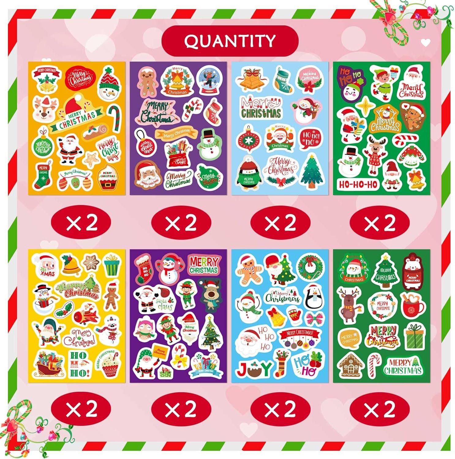 16 Sheets Christmas Stickers for Kids, Merry Christmas Theme Stickers Non-Repeating, Xmas Winter Holiday Party Stickers, Christmas Goodie Bag Fillers Christmas Party Favors Decorations - Image 3
