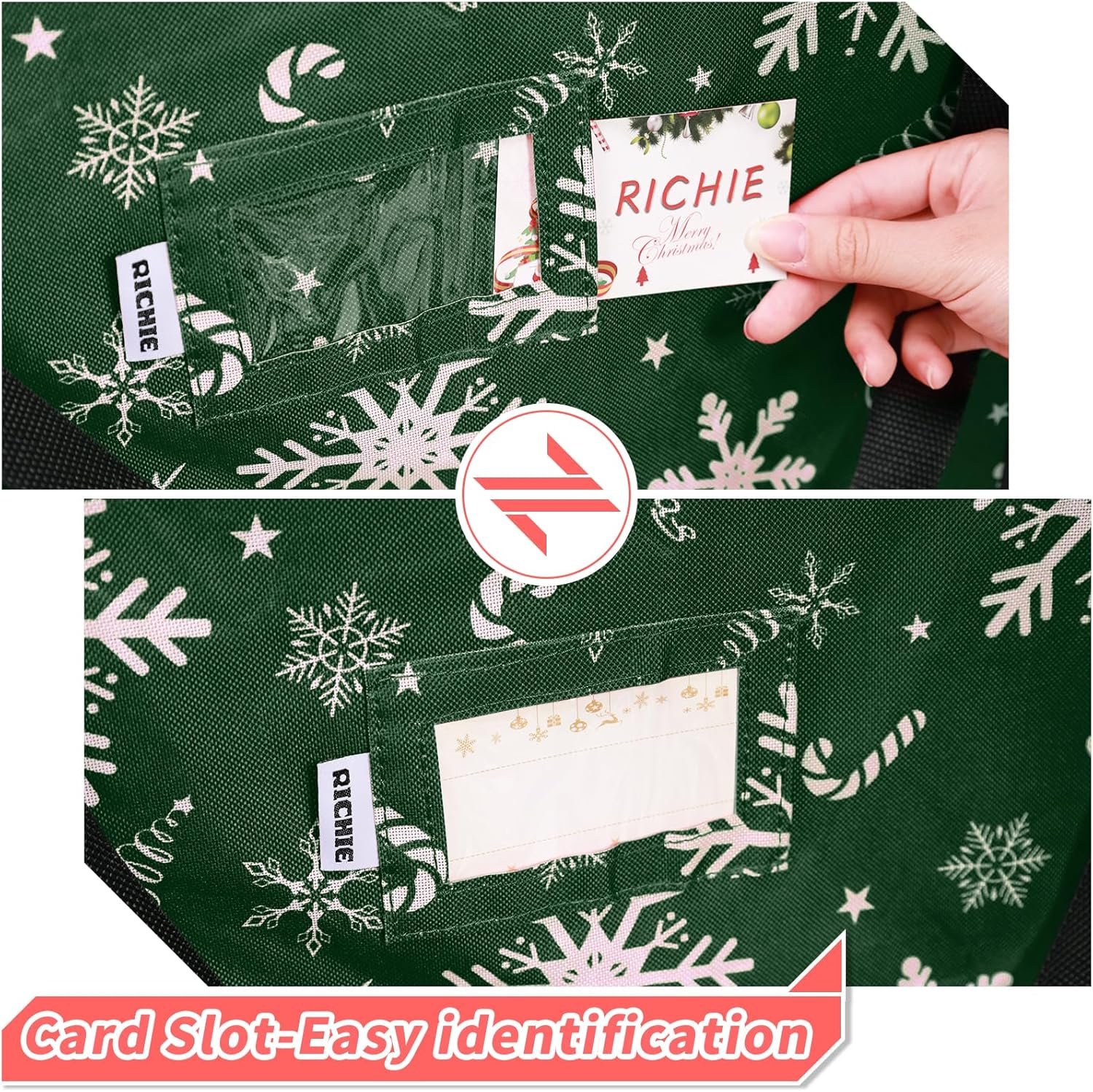 RICHIE Christmas Tree Storage Bag 9 ft, 600D Oxford Tear-proof Xmas Tree Bag, Fits Up to 9 Foot Artificial Trees, Reinforced Handles & Zippered & Durable, Holiday Decoration Storage Bags, Green - Image 6