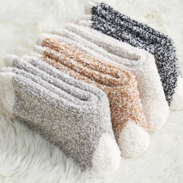 Snuggle Sac Warm Fuzzy Socks Christmas Socks for Women Super Soft Cozy Winter Slipper Socks Set Birthday Gifts For Her 4Pairs - Image 9