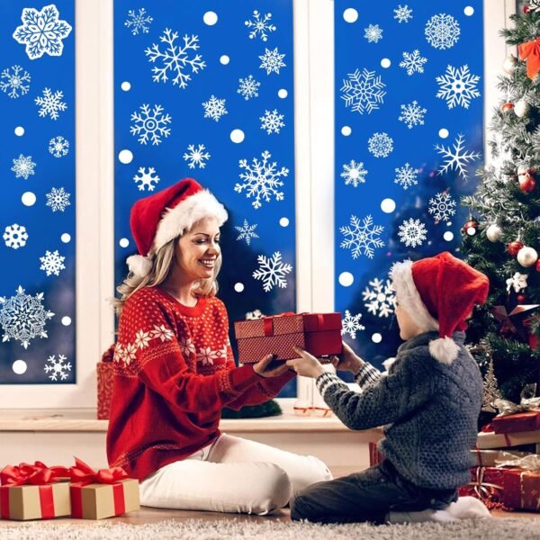 284 Pcs Christmas Window Clings Christmas Window Stickers Snowflake Window Clings Decals for Christmas Decorations Holiday Decorations Ornaments Party Supplies 9 Sheets - Image 3