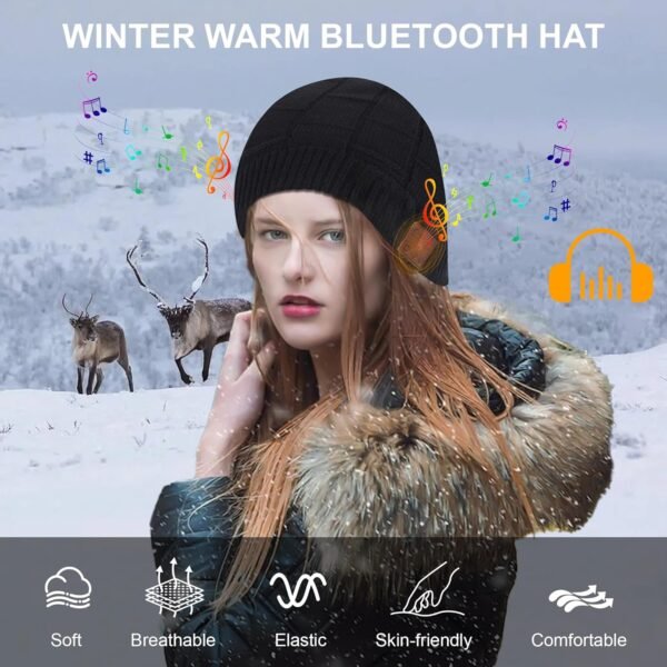 Bluetooth Beanie,Music Hat with Wireless Headphones,Built-in Microphone, Unique Tech Gift for Christmas Stocking Stuffer - Image 4