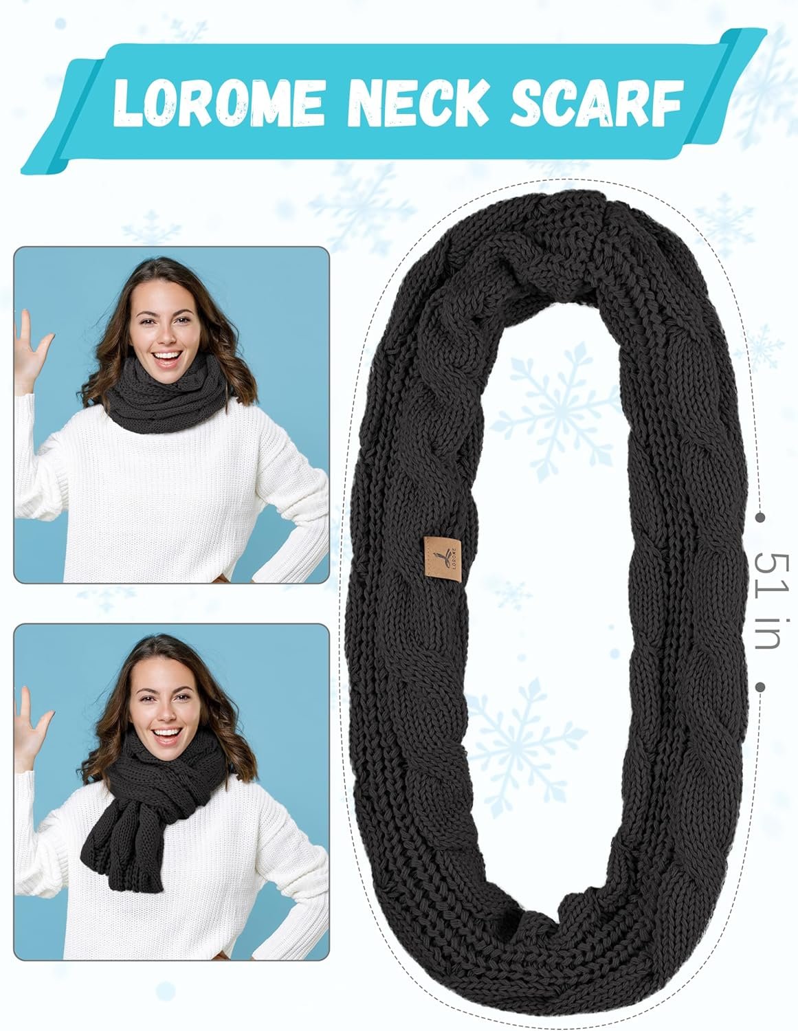 Winter Beanie Hat Scarf Gloves, Warm Fleece Knit Winter Hats Touch Screen Gloves Neck Scarf Set Winter Gifts for Unisex Adult - Image 5