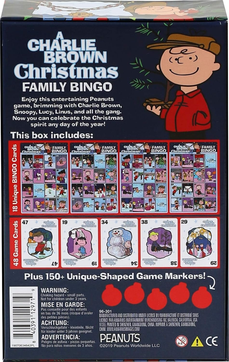 AQUARIUS - Peanuts Charlie Brown Christmas Family Bingo Game - Image 4
