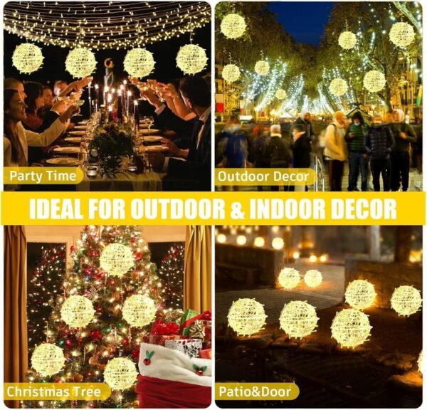Christmas String Lights Outdoors,4 Pack 7.98" Sphere Lights,Ball Tree Garden Globe Lights for Home, Party, Christmas, Porch Patio,Wedding, Garden,Tree Decoration with Plug - Image 8