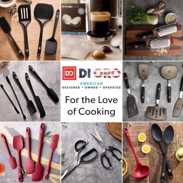 DI ORO Silicone Spatula Set - Rubber Kitchen Spatulas for Baking, Cooking, & Mixing - 600°F Heat-Resistant & BPA Free Silicone Scraper Spatulas for Nonstick Cookware - Dishwasher Safe (5pc, Black) - Image 10