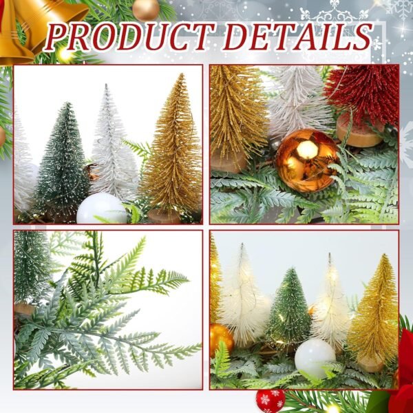 LED Lighted Christmas Table Centerpiece with Bottle Brush Trees Christmas Tree Decoration with Artificial Pine and Balls Xmas Tabletop Centerpieces for Holiday Party Fireplace Home - Image 4