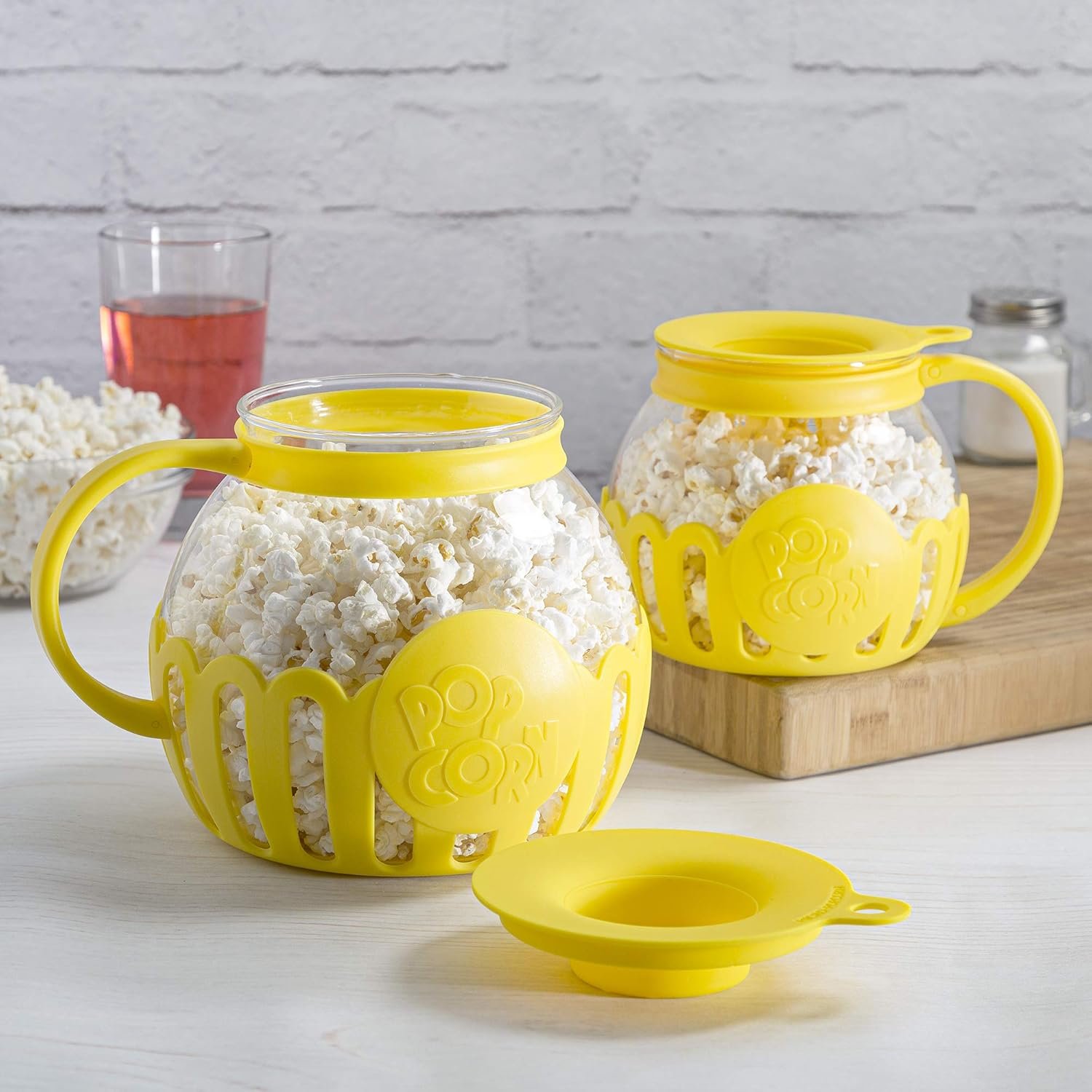 Ecolution Patented Micro-Pop Microwave Popcorn Popper with Temperature Safe Glass, 3-in-1 Lid Measures Kernels and Melts Butter, Made Without BPA, Dishwasher Safe, 3-Quart, Yellow - Image 9