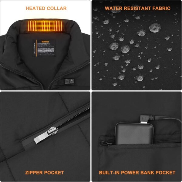 Rechargeable Heated Vest with Battery Pack for Men Women,3 Heating Levels 8 Heating Zones Lightweight Warming Jacket - Image 3