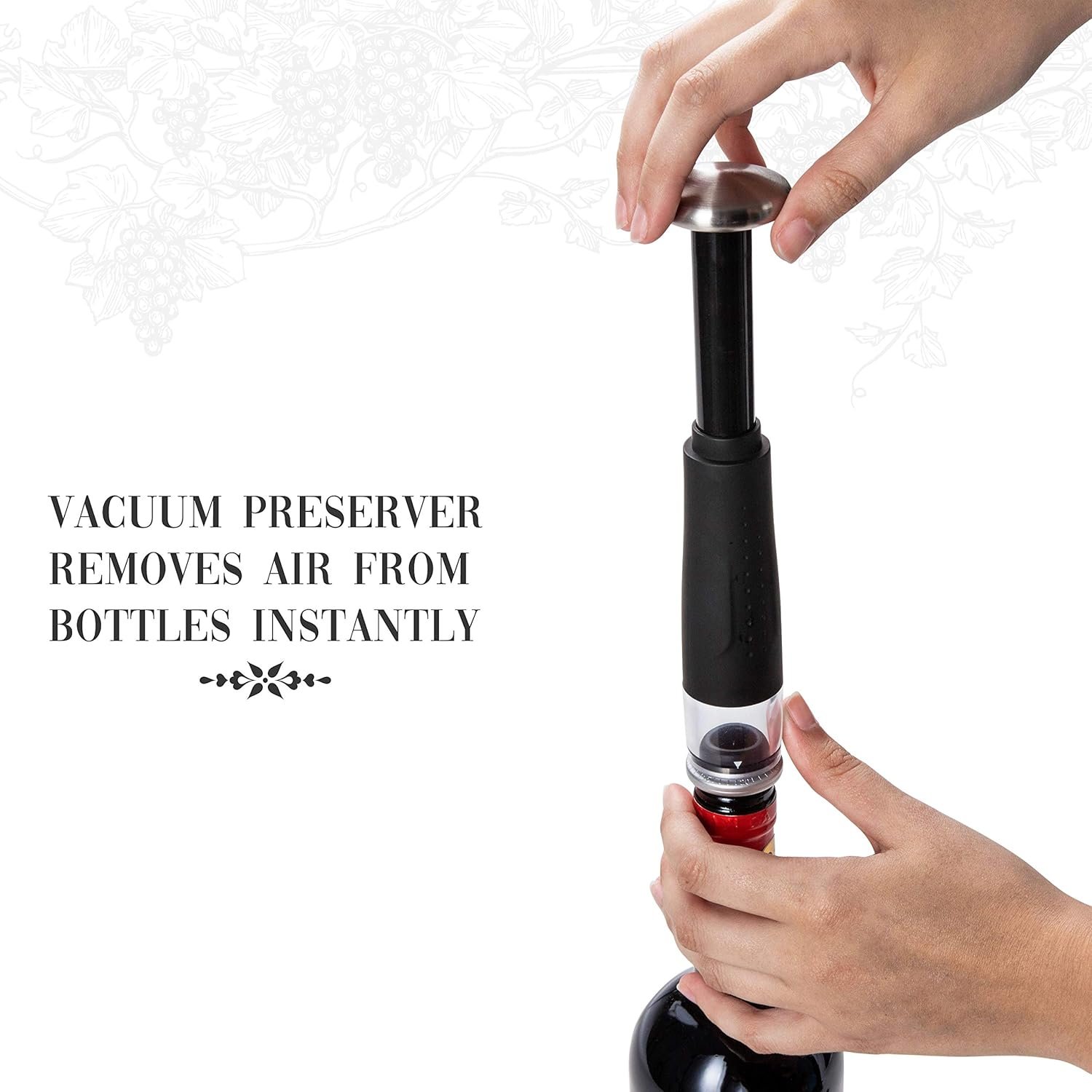Ivation Wine Gift Set, Includes Electric Wine Bottle Opener, Wine Aerator, Vacuum Wine Preserver, 2 Bottle Stoppers, Foil Cutter & Charging Base - Image 5