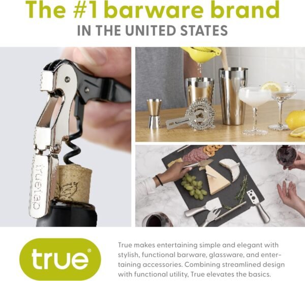 True 3-Piece Barware Set with 7 Cocktail Recipes and Measurements Printed on Mixing, Includes Shaker Tin and Hawthorne Strainer, Glass and Stainless Steel, Assorted - Image 6