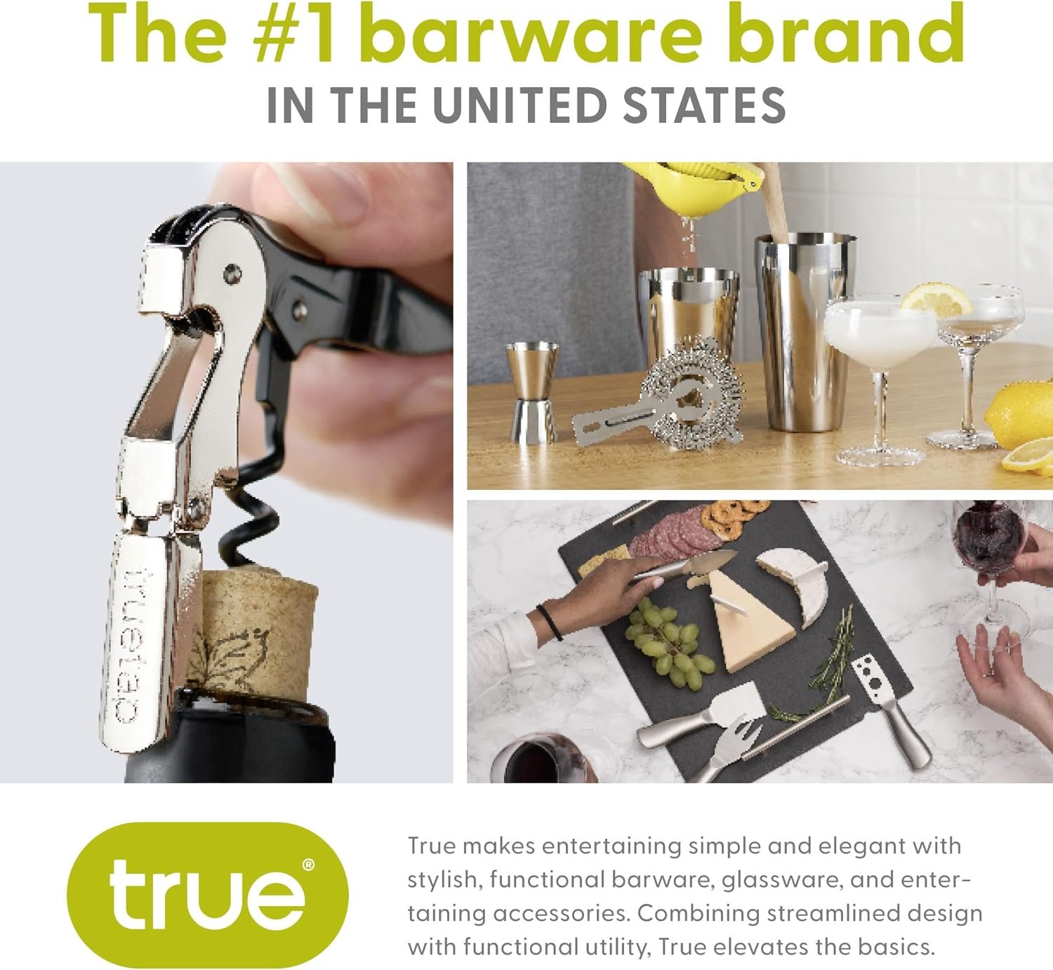 True 3-Piece Barware Set with 7 Cocktail Recipes and Measurements Printed on Mixing, Includes Shaker Tin and Hawthorne Strainer, Glass and Stainless Steel, Assorted - Image 6