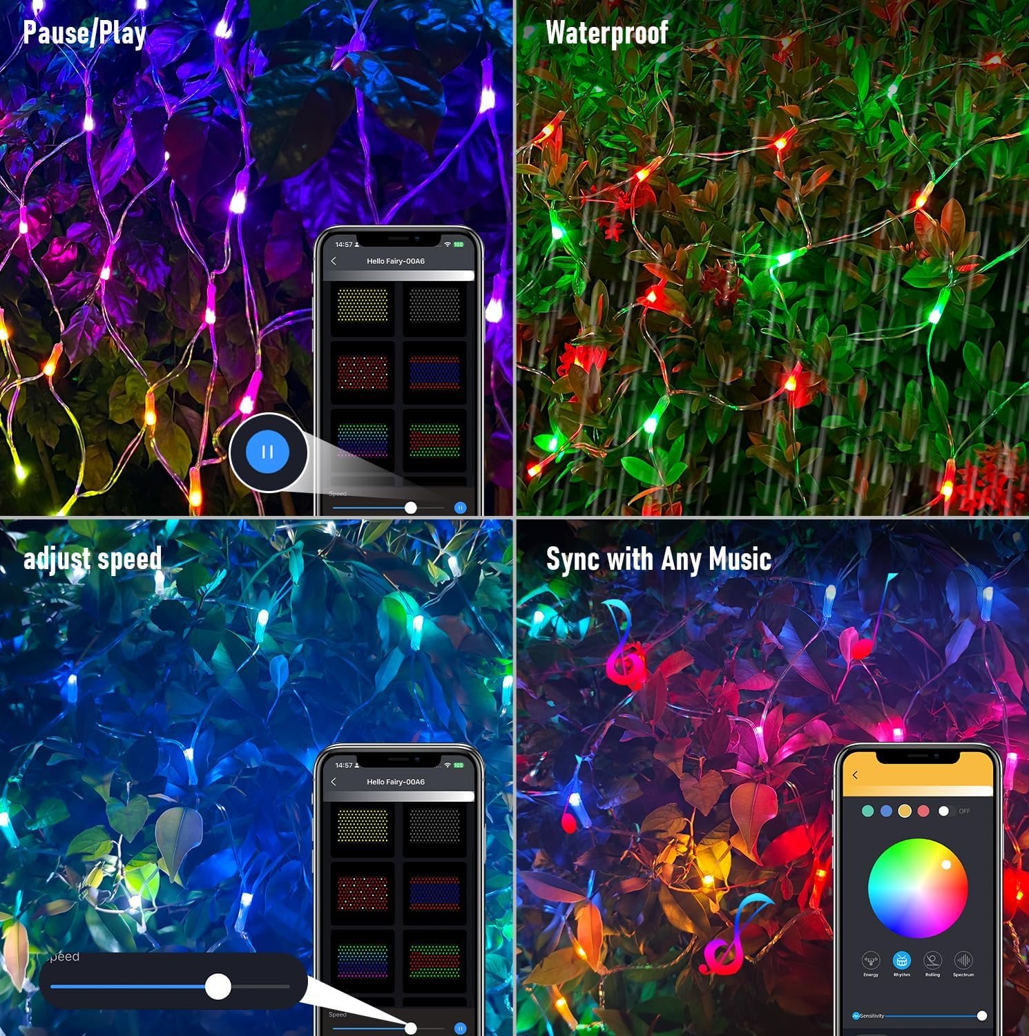 Smart Net Lights Outdoor APP Programmable, 3 Pack 150 LEDs 4 x 6 ft Christmas Net Lights for Bush, 58 Modes Dimmable Connectable RGB Mesh Lights for Xmas Bushes Diwali Decorations for Home Schedule - Image 8