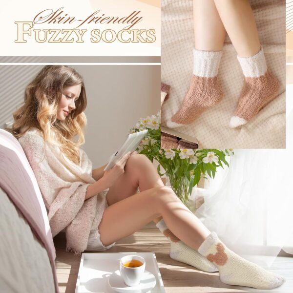 Fuzzy Socks for Women - Cozy Socks for Women 5 Pairs - Image 3