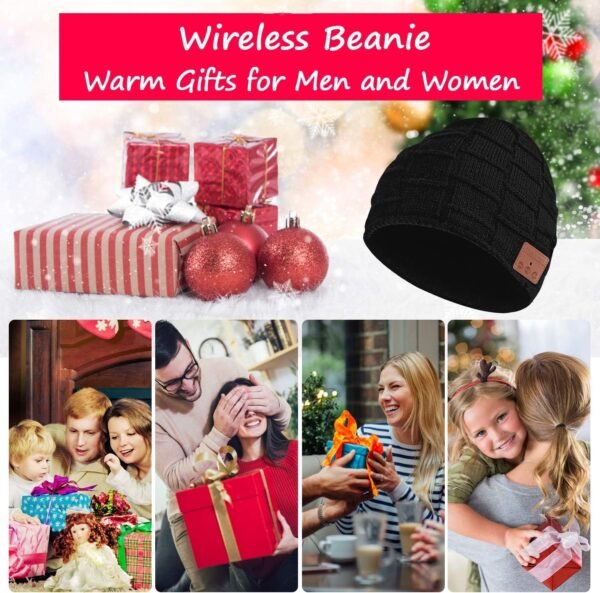 MISERWE Wireless Beanie Hat Unisex Beanie Removable Headphone Cap Suitable for Teenagers Men & Women Black - Image 5