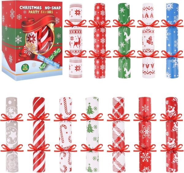 CCINEE 12 Packs Christmas No-snap Party Table Favors, Party Poppers with Prizes for Kids Xmas Gifts for Holiday School Prize - Image 2