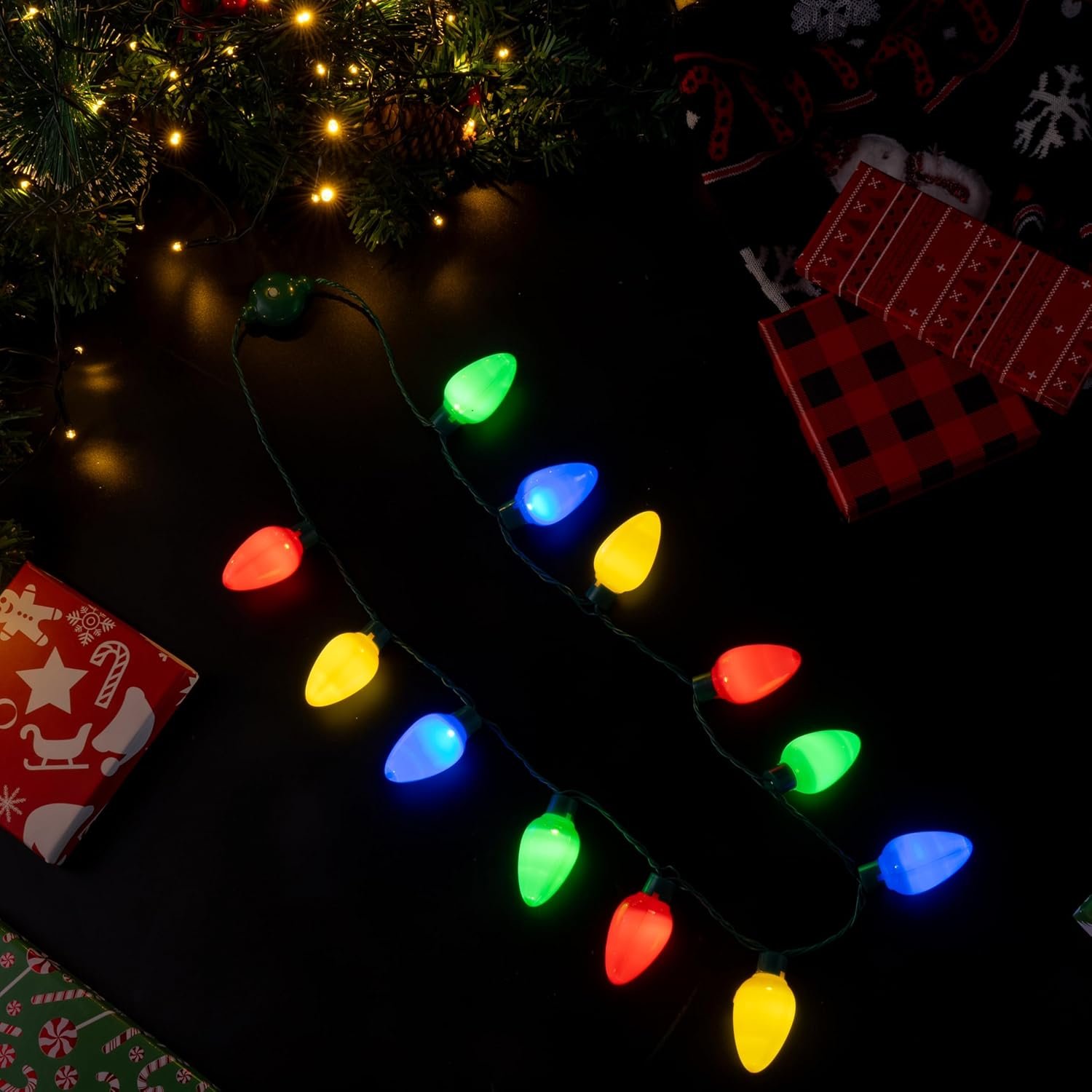 JOYIN 3 PCS Christmas LED Light Up Bulb Necklace Christmas Holiday Accessories Party Favors 12 LED Bulbs - Image 7