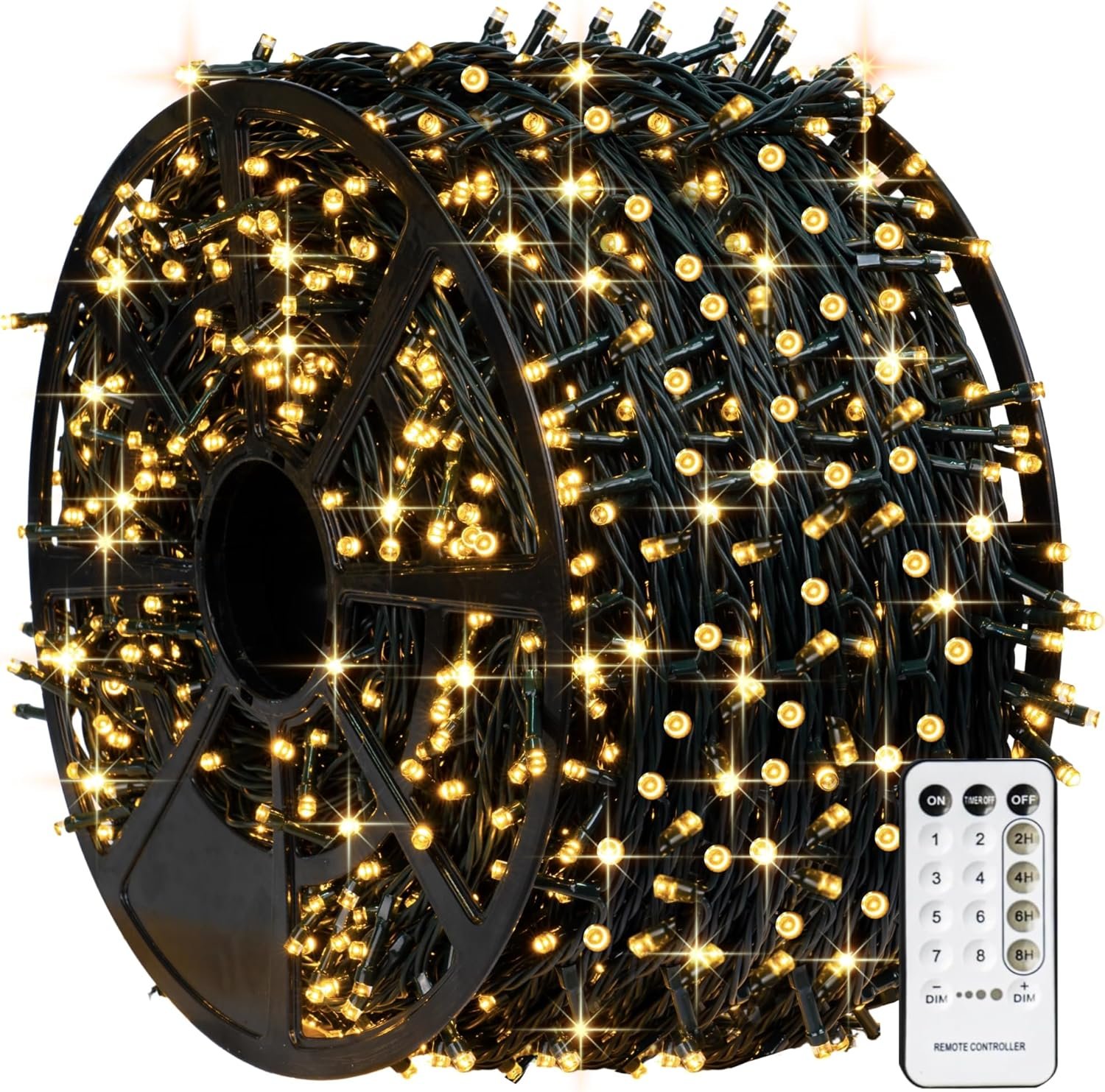 TW SHINE Christmas Lights, 1000 LED 328FT Christmas Tree Lights Plug in with 8 Modes, Remote Waterproof Christmas String Lights Outdoor Indoor Decorations for Xmas Party Yard Decor, Warm White - Image 2