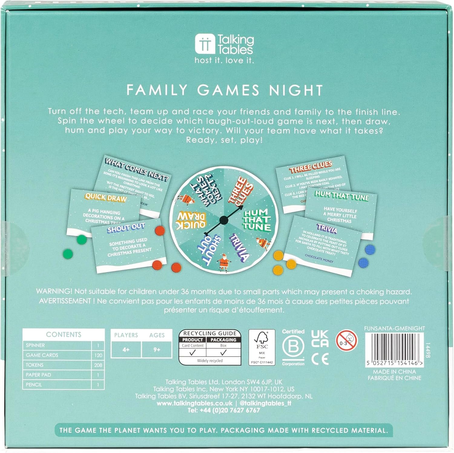 Talking Tables Christmas Family Games Night, Six Games, After Dinner Party, Fun Travel Pocket Games for Kids, Card Games for Adults, Present, Family Board Game, Gift, Secret Santa, Age 9+ - Image 4