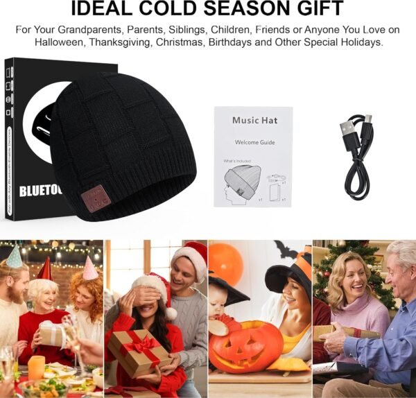 Bluetooth Beanie,Music Hat with Wireless Headphones,Built-in Microphone, Unique Tech Gift for Christmas Stocking Stuffer - Image 9
